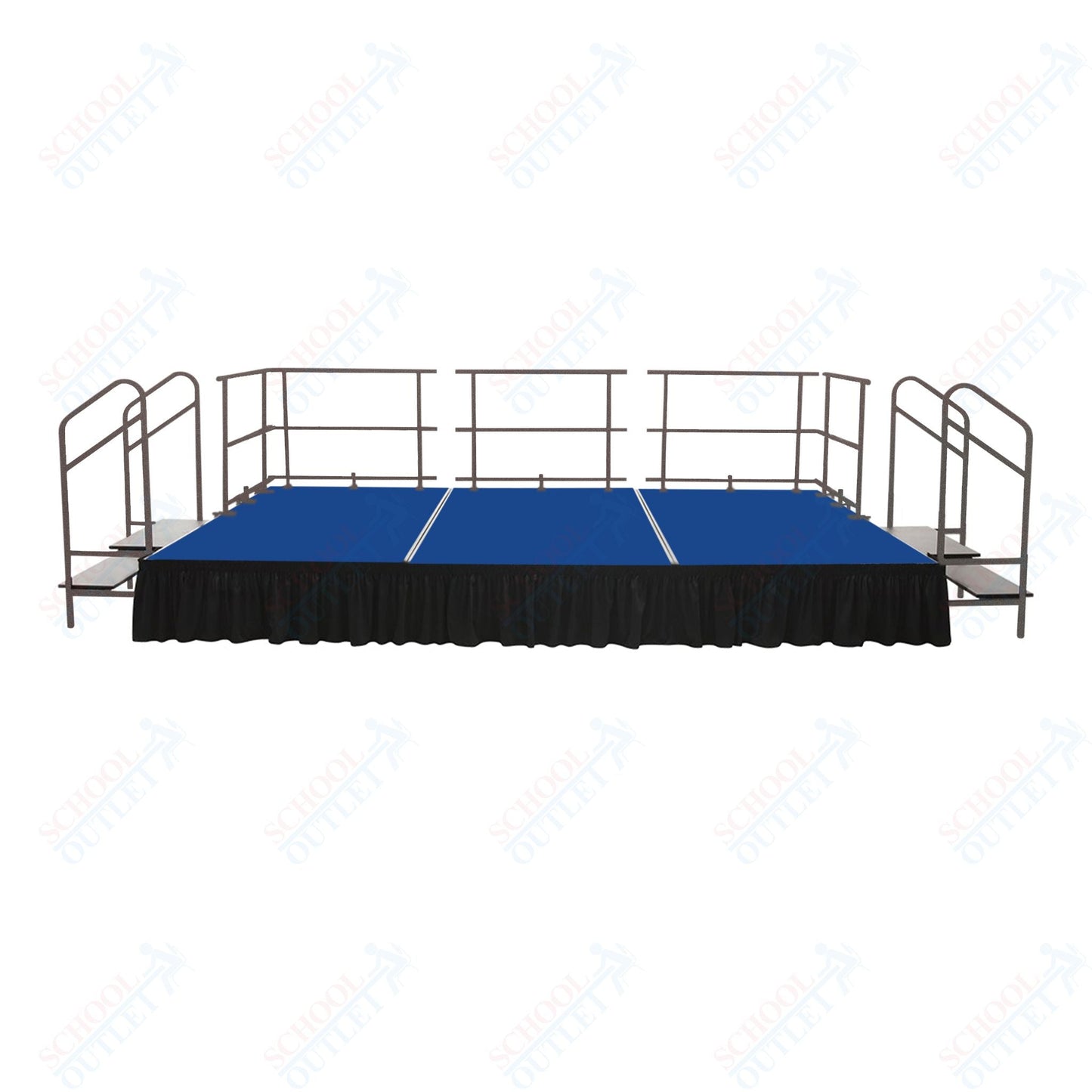 AmTab Fixed Height Stage Set - Carpet Top - 12'W x 24'L x 2'H (144"W x 288"L x 24"H) (AmTab AMT - STS122424C) - SchoolOutlet
