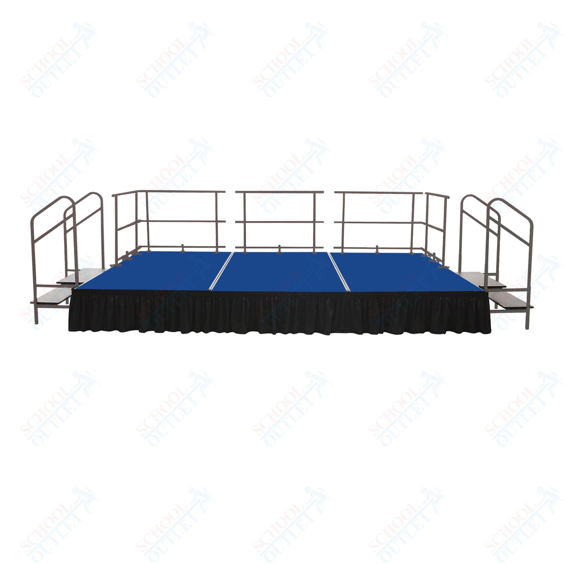 AmTab Fixed Height Stage Set - Carpet Top - 12'W x 24'L x 2'H (144"W x 288"L x 24"H) (AmTab AMT - STS122424C) - SchoolOutlet