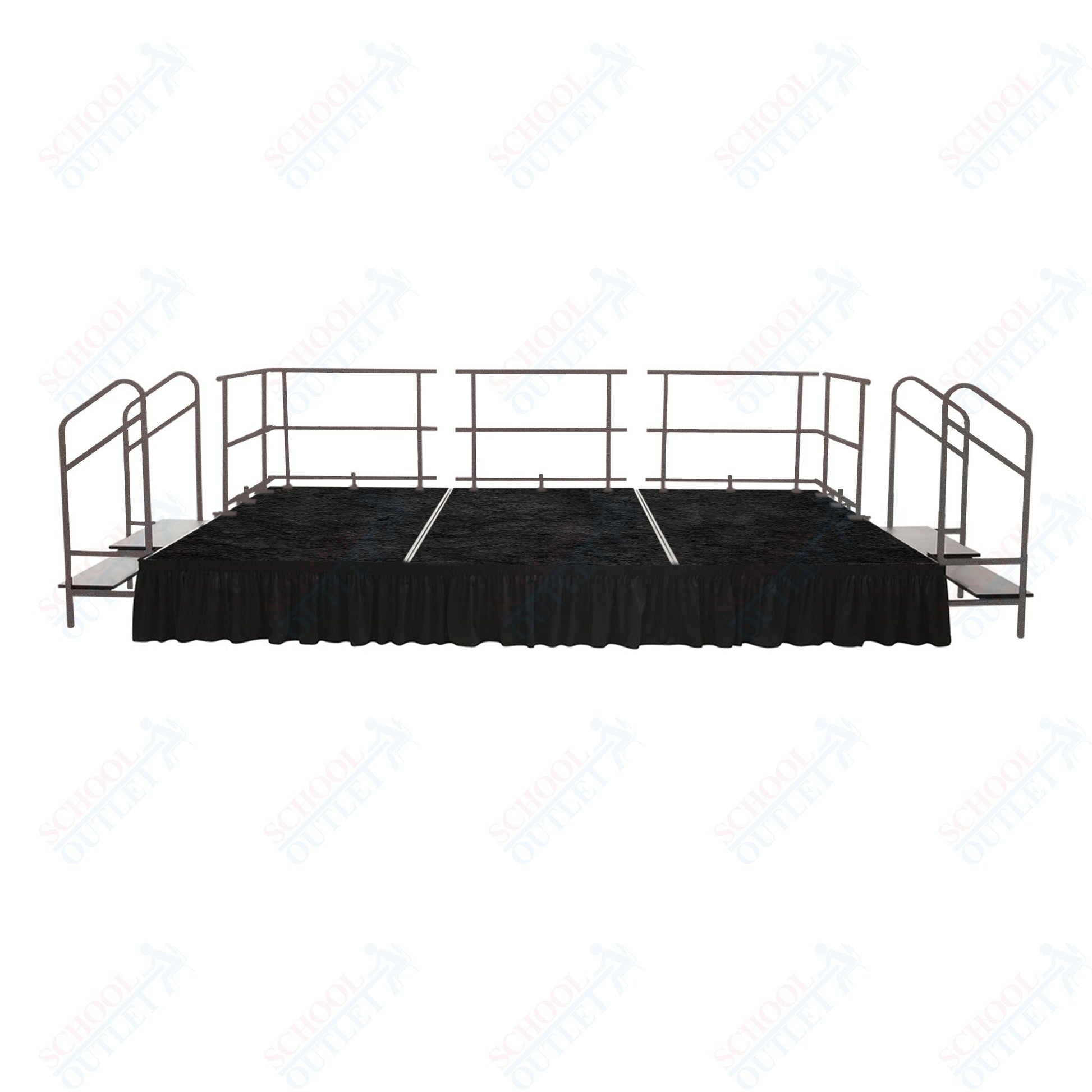 AmTab Fixed Height Stage Set - Carpet Top - 12'W x 24'L x 2'H (144"W x 288"L x 24"H) (AmTab AMT - STS122424C) - SchoolOutlet