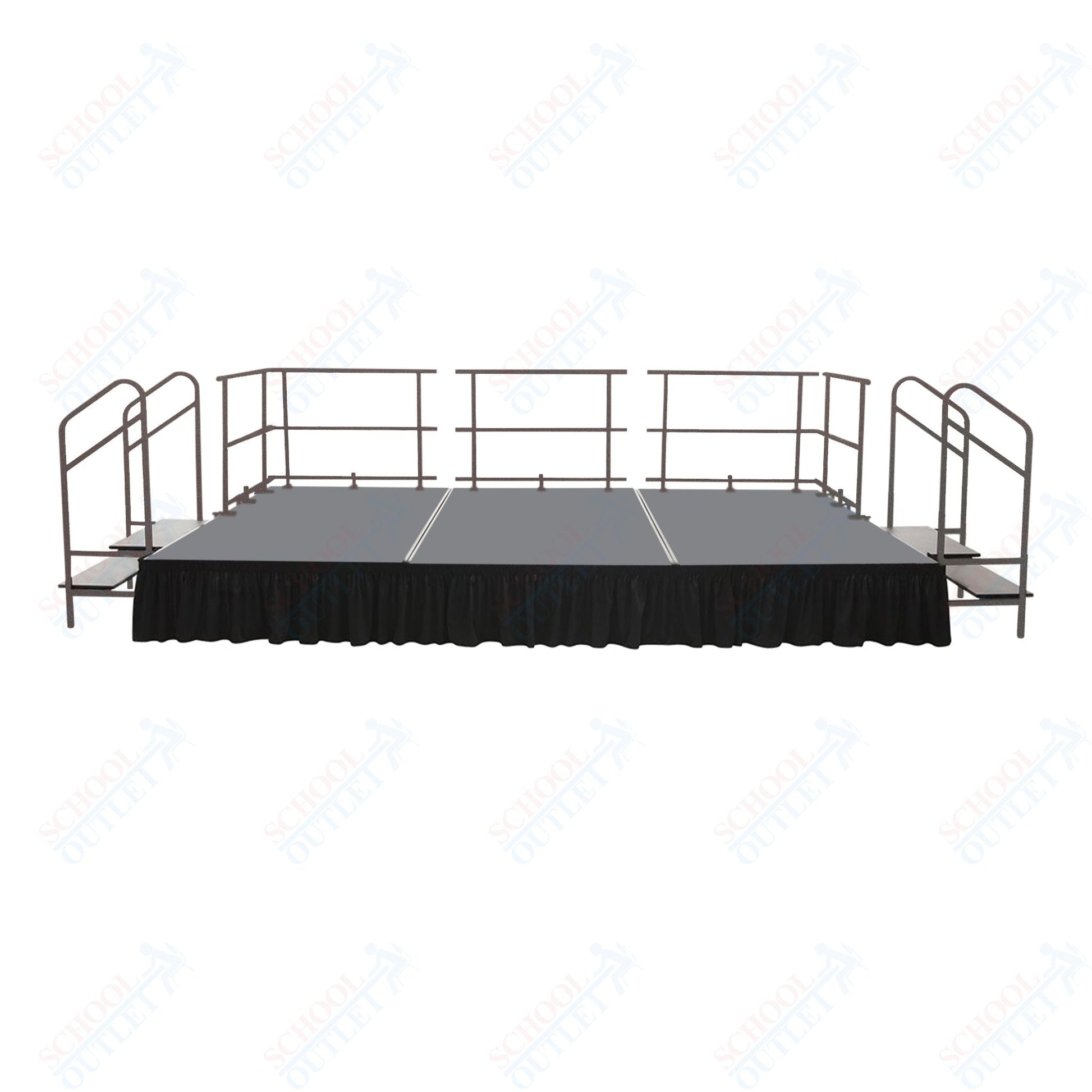 AmTab Fixed Height Stage Set - Carpet Top - 12'W x 24'L x 2'H (144"W x 288"L x 24"H) (AmTab AMT - STS122424C) - SchoolOutlet