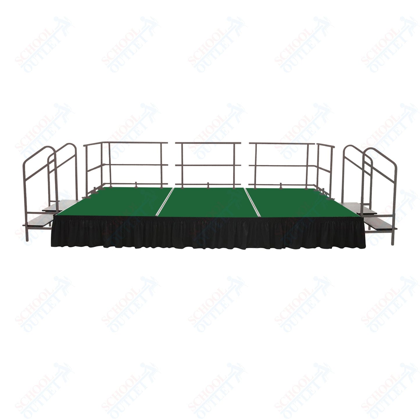 AmTab Fixed Height Stage Set - Carpet Top - 12'W x 24'L x 2'H (144"W x 288"L x 24"H) (AmTab AMT - STS122424C) - SchoolOutlet