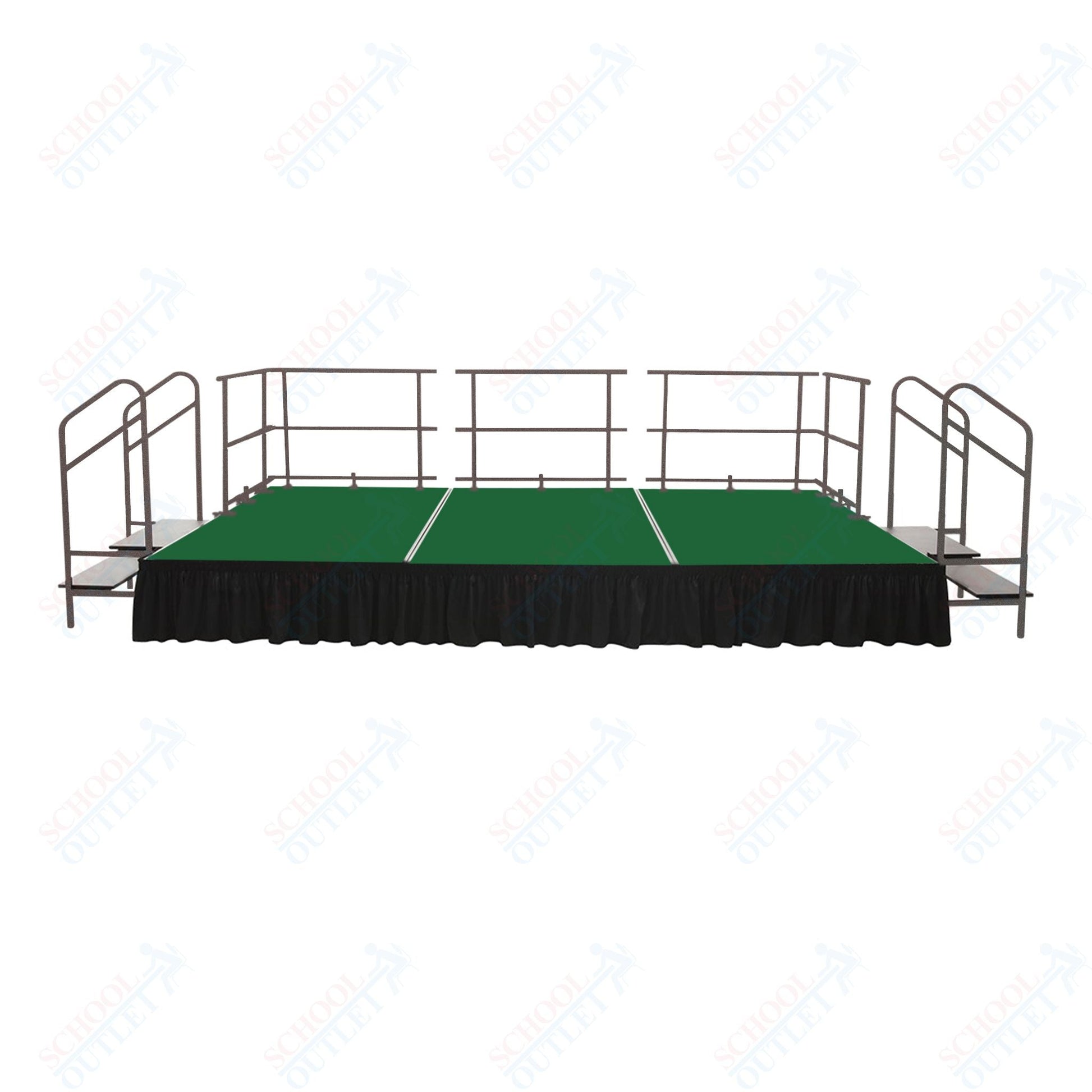 AmTab Fixed Height Stage Set - Carpet Top - 12'W x 24'L x 2'H (144"W x 288"L x 24"H) (AmTab AMT - STS122424C) - SchoolOutlet
