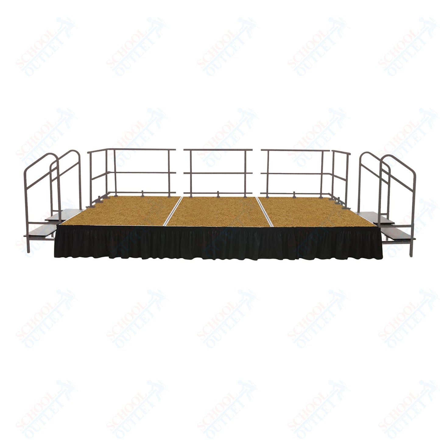 AmTab Fixed Height Stage Set - Hardboard Top - 12'W x 32'L x 2'H (144"W x 384"L x 24"H) (AmTab AMT - STS123224H) - SchoolOutlet