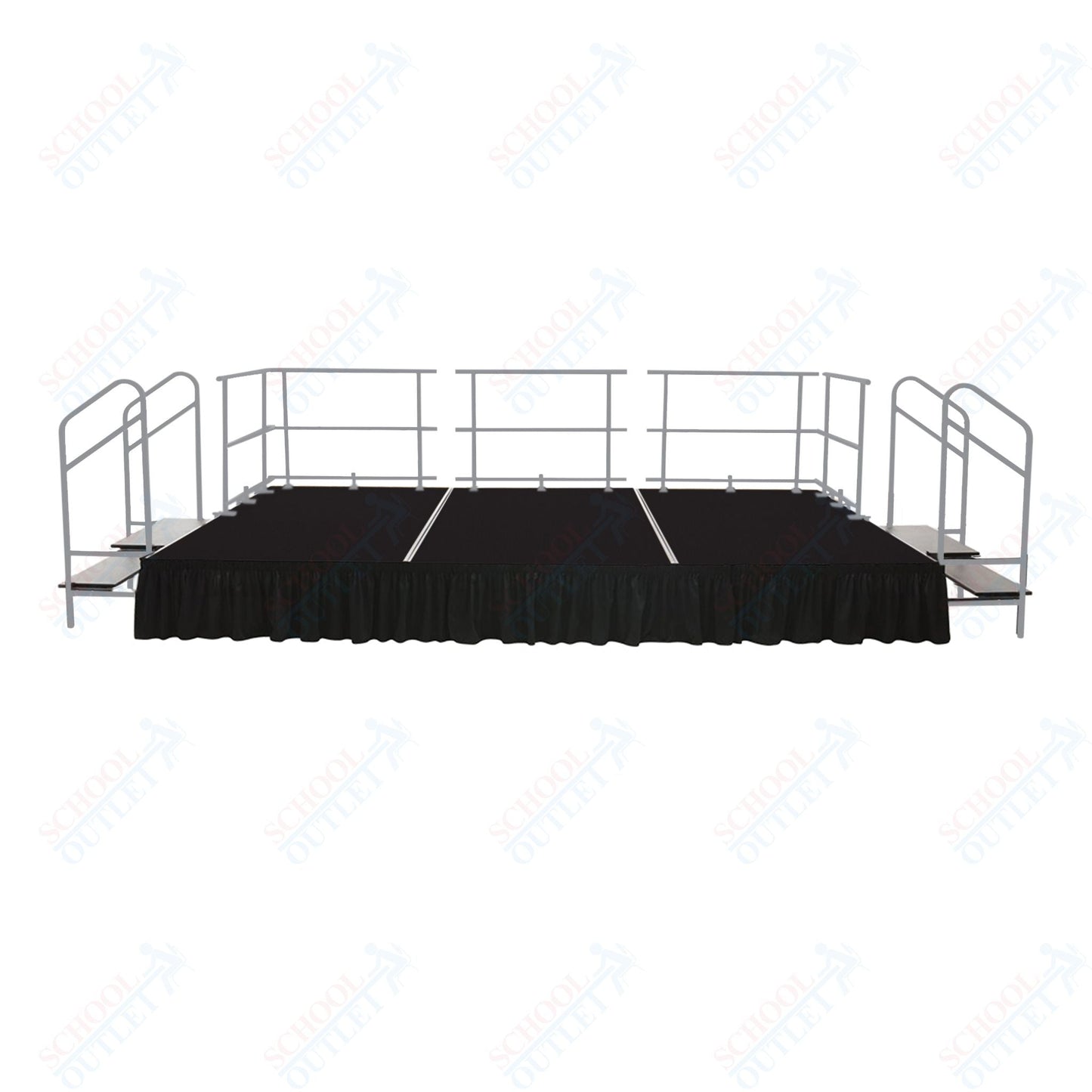 AmTab Fixed Height Stage Set - Polypropylene Top - 12'W x 32'L x 2'H (144"W x 384"L x 24"H) (AmTab AMT - STS123224P) - SchoolOutlet
