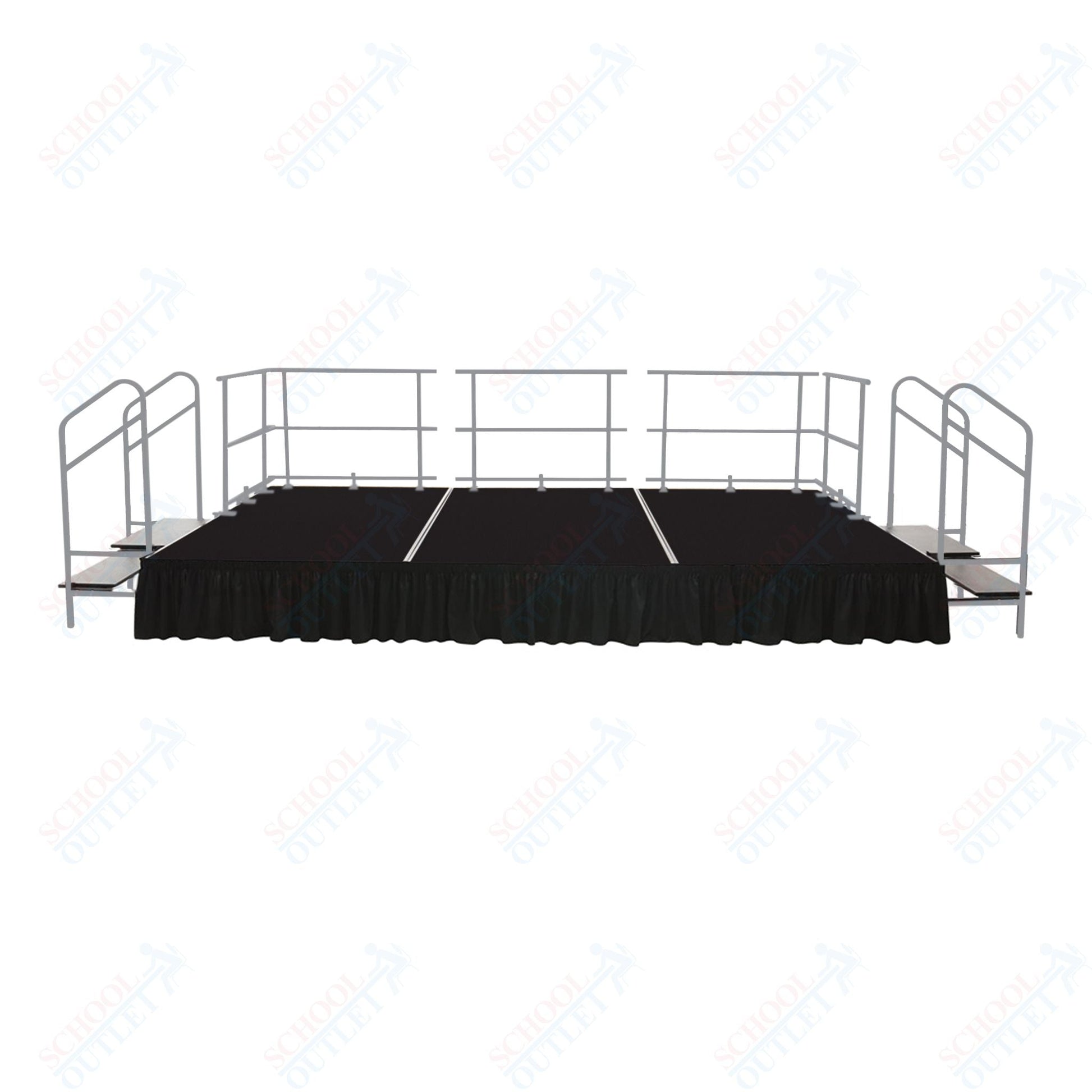 AmTab Fixed Height Stage Set - Polypropylene Top - 12'W x 32'L x 2'H (144"W x 384"L x 24"H) (AmTab AMT - STS123224P) - SchoolOutlet