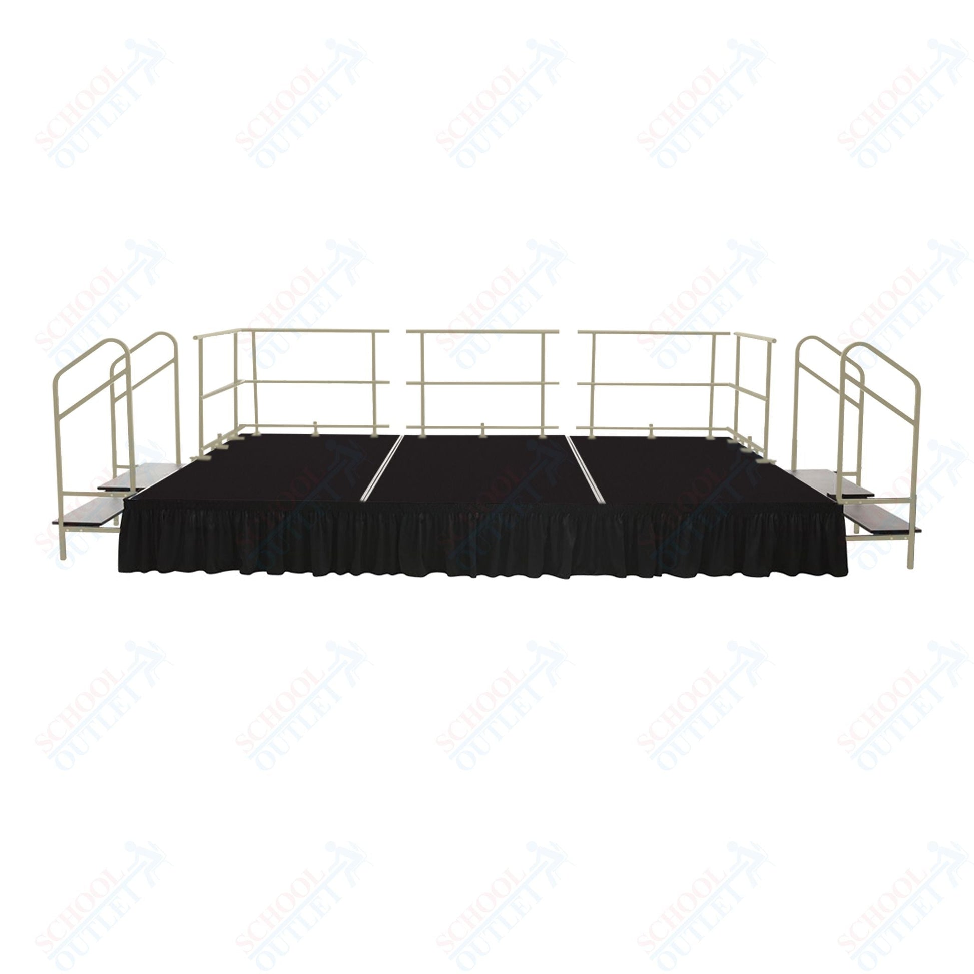 AmTab Fixed Height Stage Set - Polypropylene Top - 16'W x 24'L x 2'H (192"W x 288"L x 24"H) (AmTab AMT - STS162424P) - SchoolOutlet