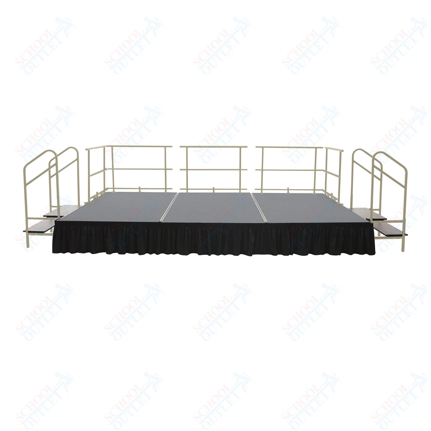 AmTab Fixed Height Stage Set - Polypropylene Top - 16'W x 24'L x 2'H (192"W x 288"L x 24"H) (AmTab AMT - STS162424P) - SchoolOutlet