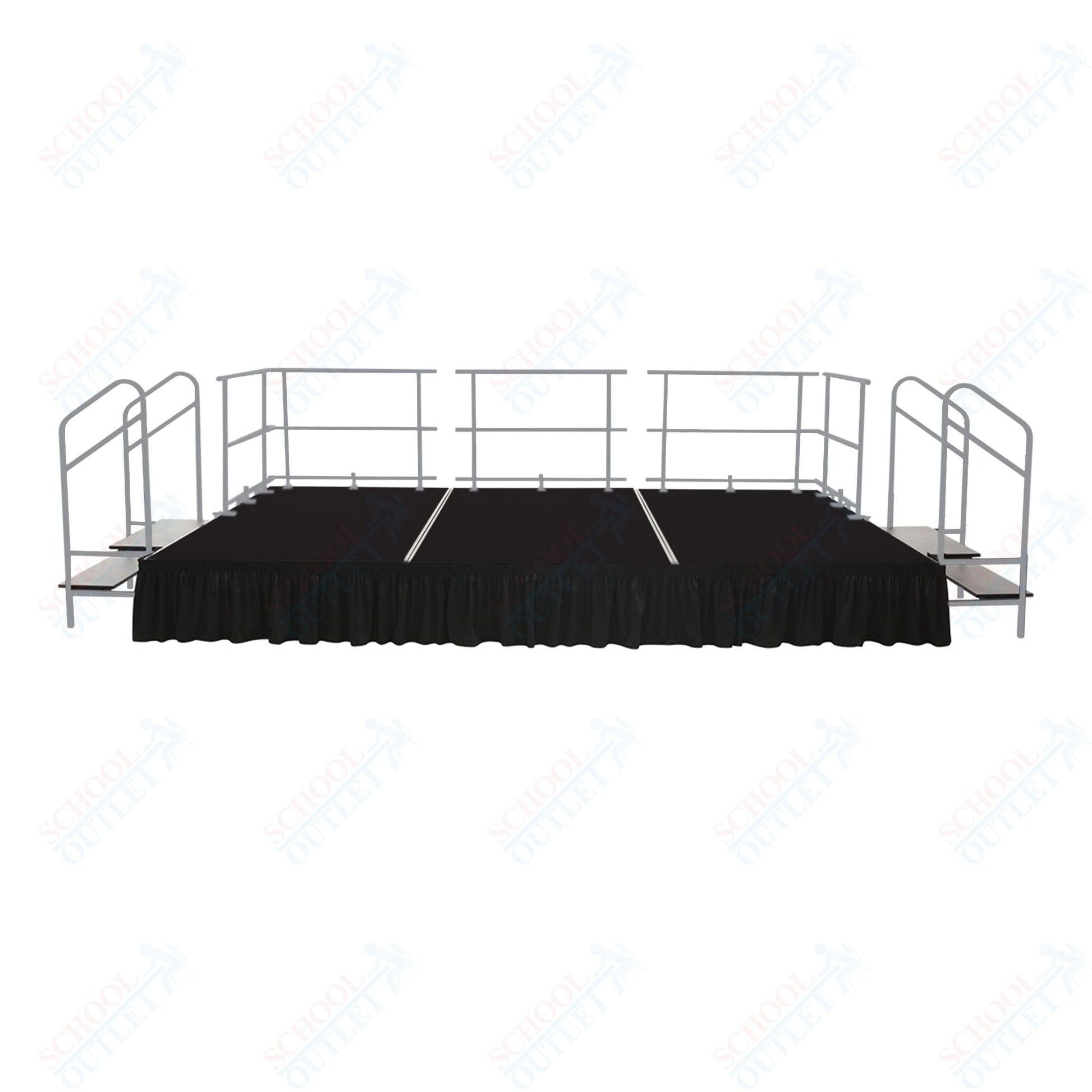 AmTab Fixed Height Stage Set - Polypropylene Top - 16'W x 24'L x 2'H (192"W x 288"L x 24"H) (AmTab AMT - STS162424P) - SchoolOutlet