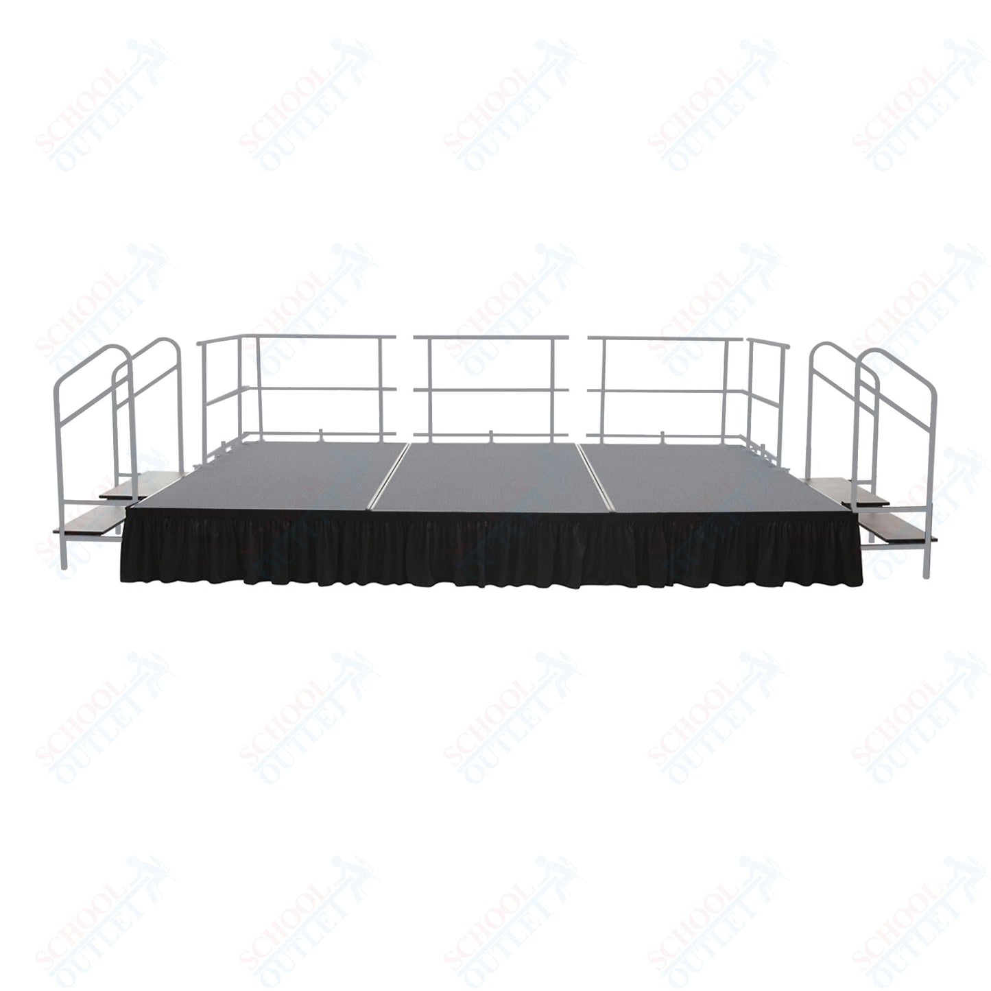 AmTab Fixed Height Stage Set - Polypropylene Top - 16'W x 24'L x 2'H (192"W x 288"L x 24"H) (AmTab AMT - STS162424P) - SchoolOutlet