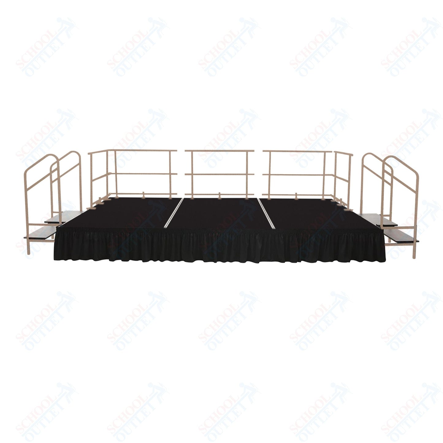 AmTab Fixed Height Stage Set - Polypropylene Top - 16'W x 24'L x 2'H (192"W x 288"L x 24"H) (AmTab AMT - STS162424P) - SchoolOutlet