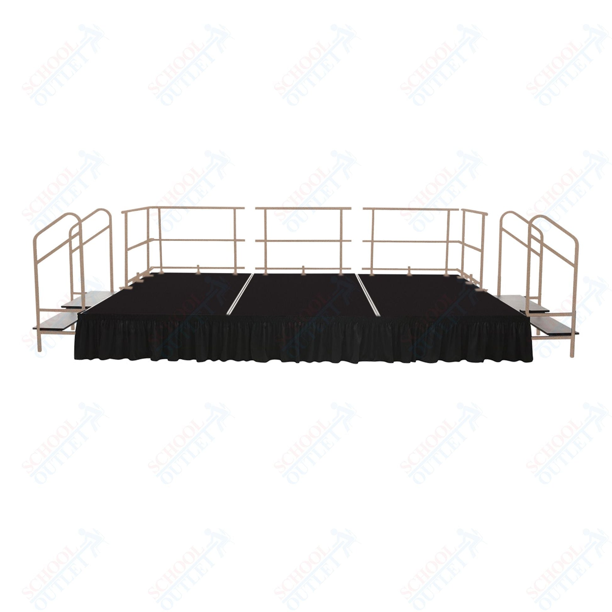 AmTab Fixed Height Stage Set - Polypropylene Top - 16'W x 24'L x 2'H (192"W x 288"L x 24"H) (AmTab AMT - STS162424P) - SchoolOutlet