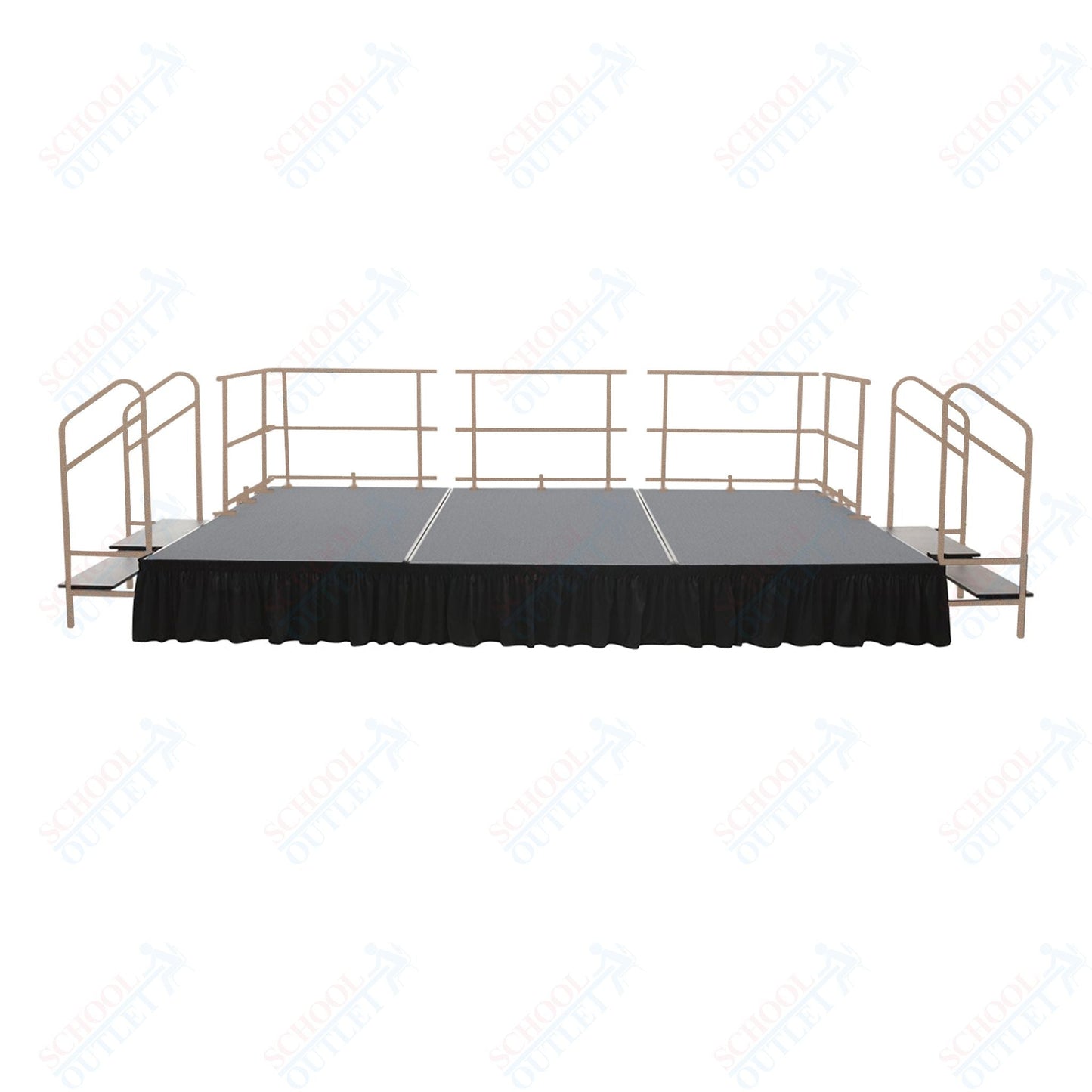 AmTab Fixed Height Stage Set - Polypropylene Top - 16'W x 24'L x 2'H (192"W x 288"L x 24"H) (AmTab AMT - STS162424P) - SchoolOutlet