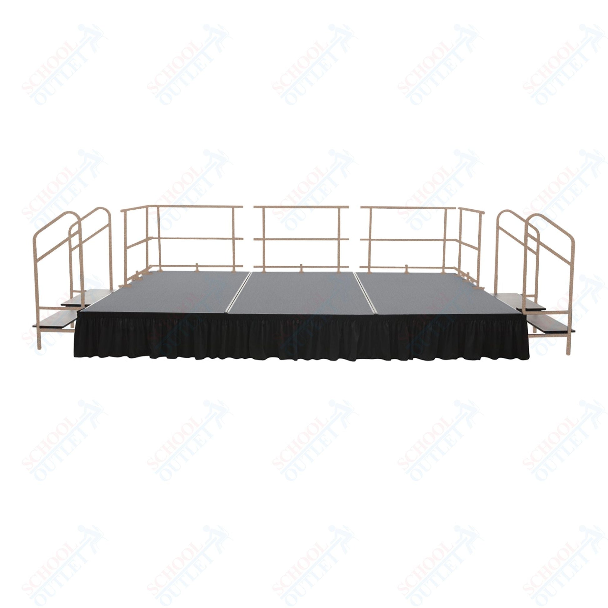 AmTab Fixed Height Stage Set - Polypropylene Top - 16'W x 24'L x 2'H (192"W x 288"L x 24"H) (AmTab AMT - STS162424P) - SchoolOutlet