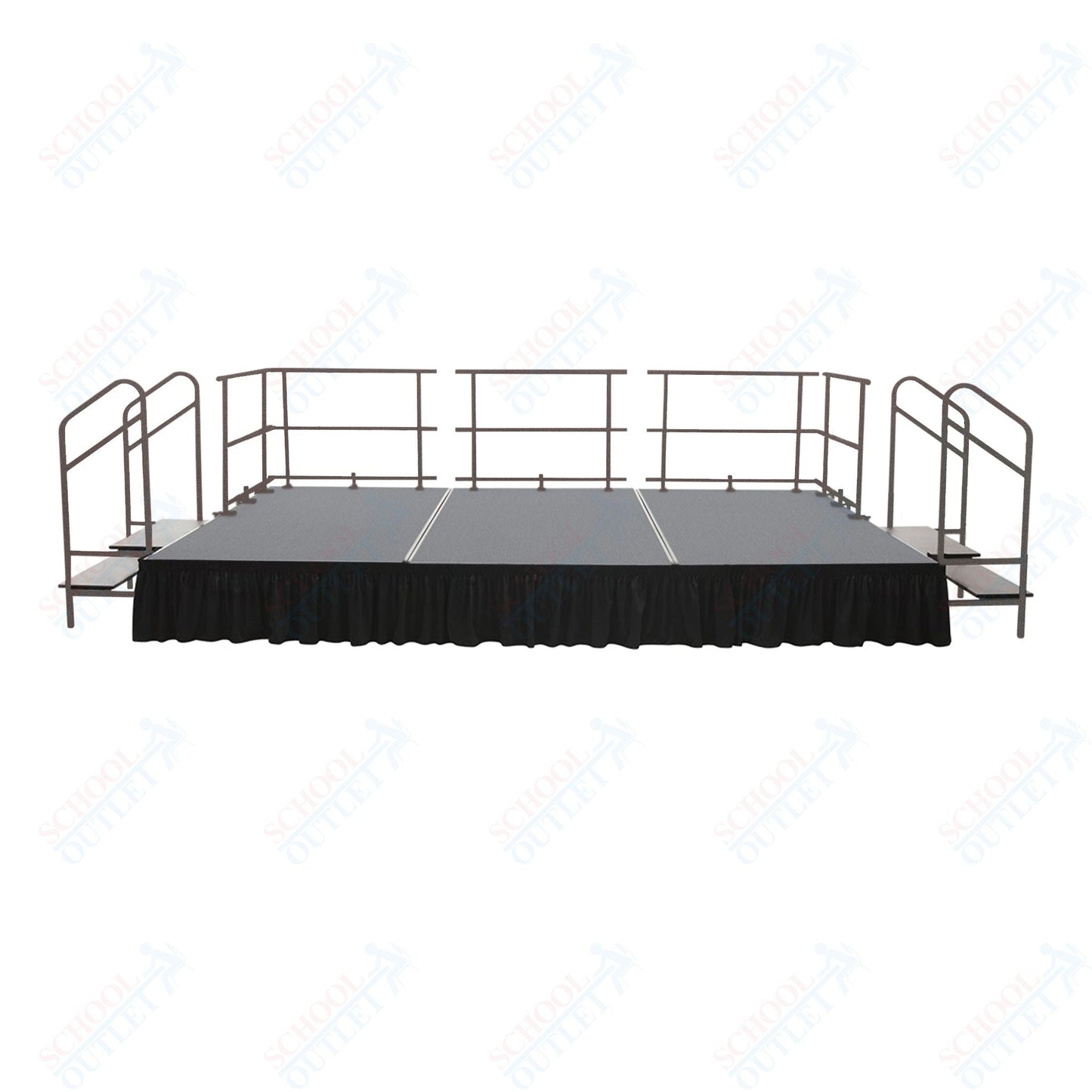 AmTab Fixed Height Stage Set - Polypropylene Top - 16'W x 24'L x 2'H (192"W x 288"L x 24"H) (AmTab AMT - STS162424P) - SchoolOutlet