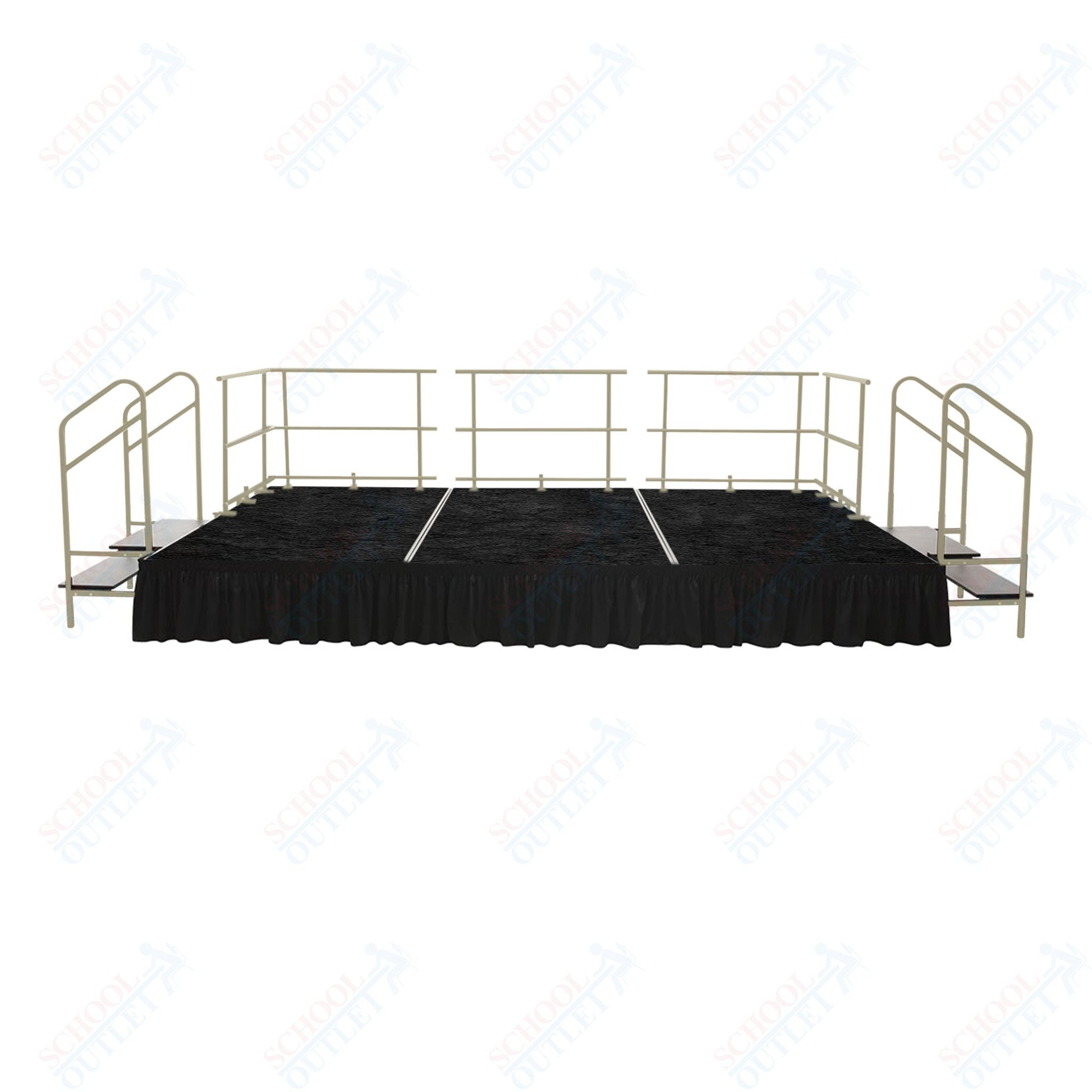 AmTab Fixed Height Stage Set - Carpet Top - 16'W x 32'L x 2'H (192"W x 384"L x 24"H) (AmTab AMT - STS163224C) - SchoolOutlet
