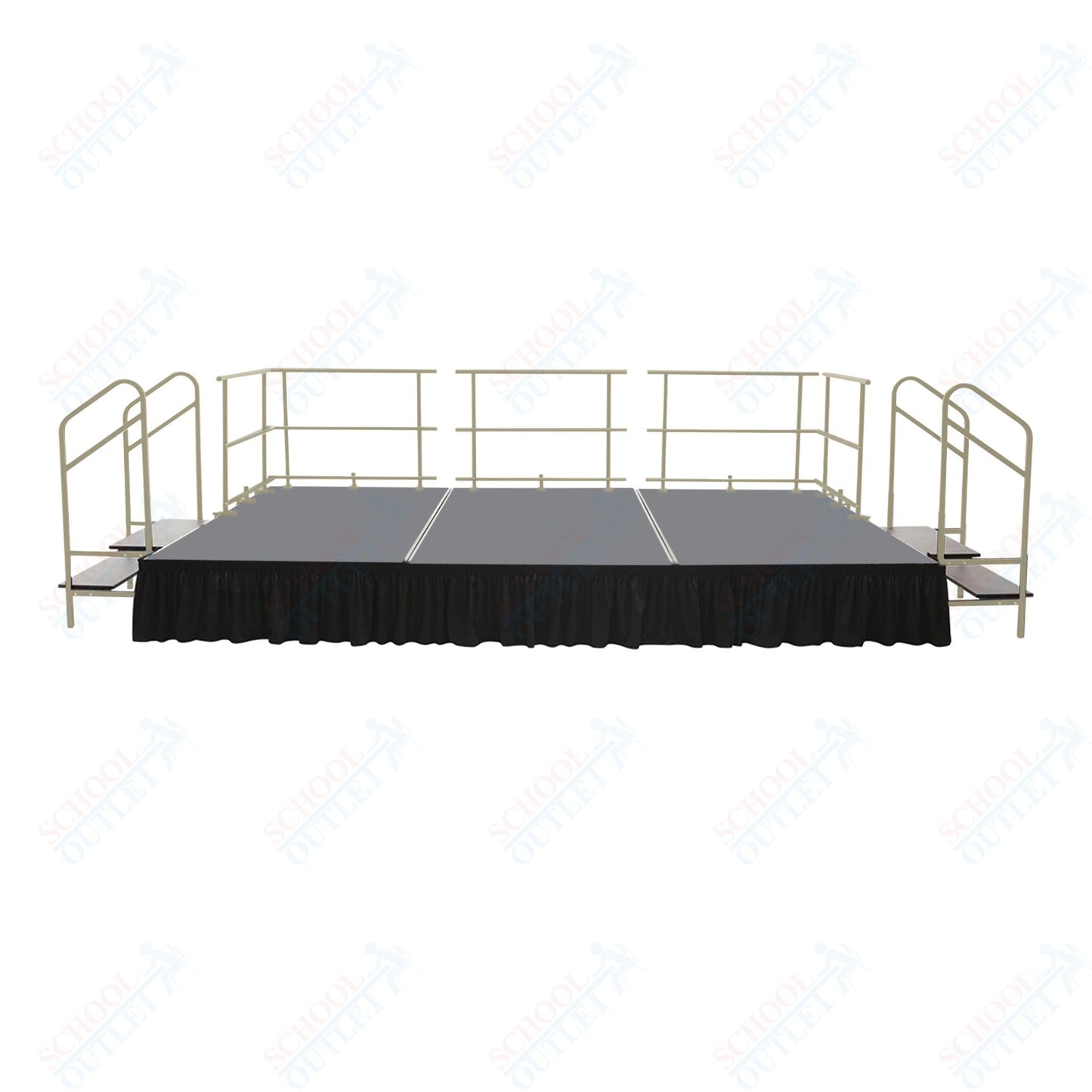 AmTab Fixed Height Stage Set - Carpet Top - 16'W x 32'L x 2'H (192"W x 384"L x 24"H) (AmTab AMT - STS163224C) - SchoolOutlet