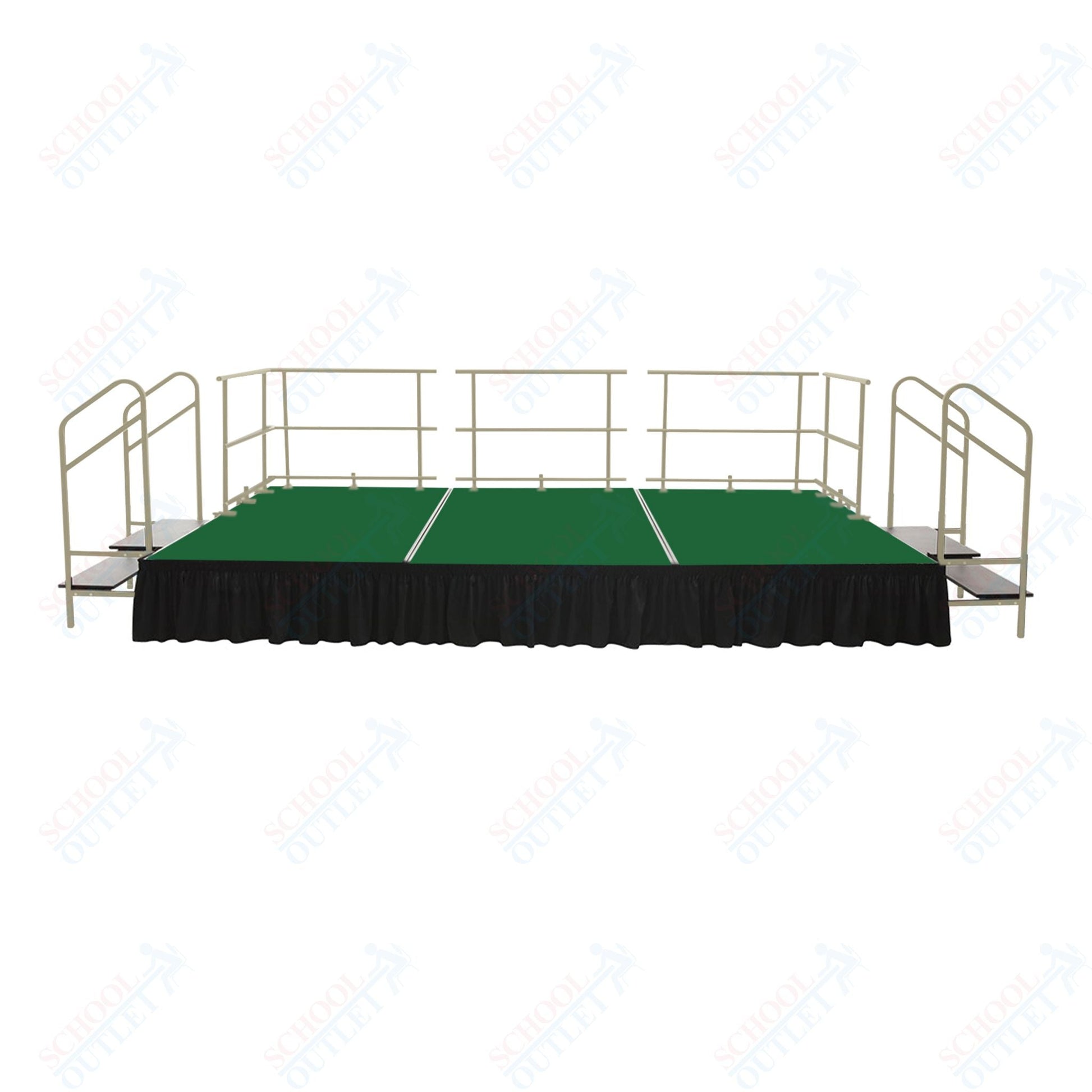 AmTab Fixed Height Stage Set - Carpet Top - 16'W x 32'L x 2'H (192"W x 384"L x 24"H) (AmTab AMT - STS163224C) - SchoolOutlet