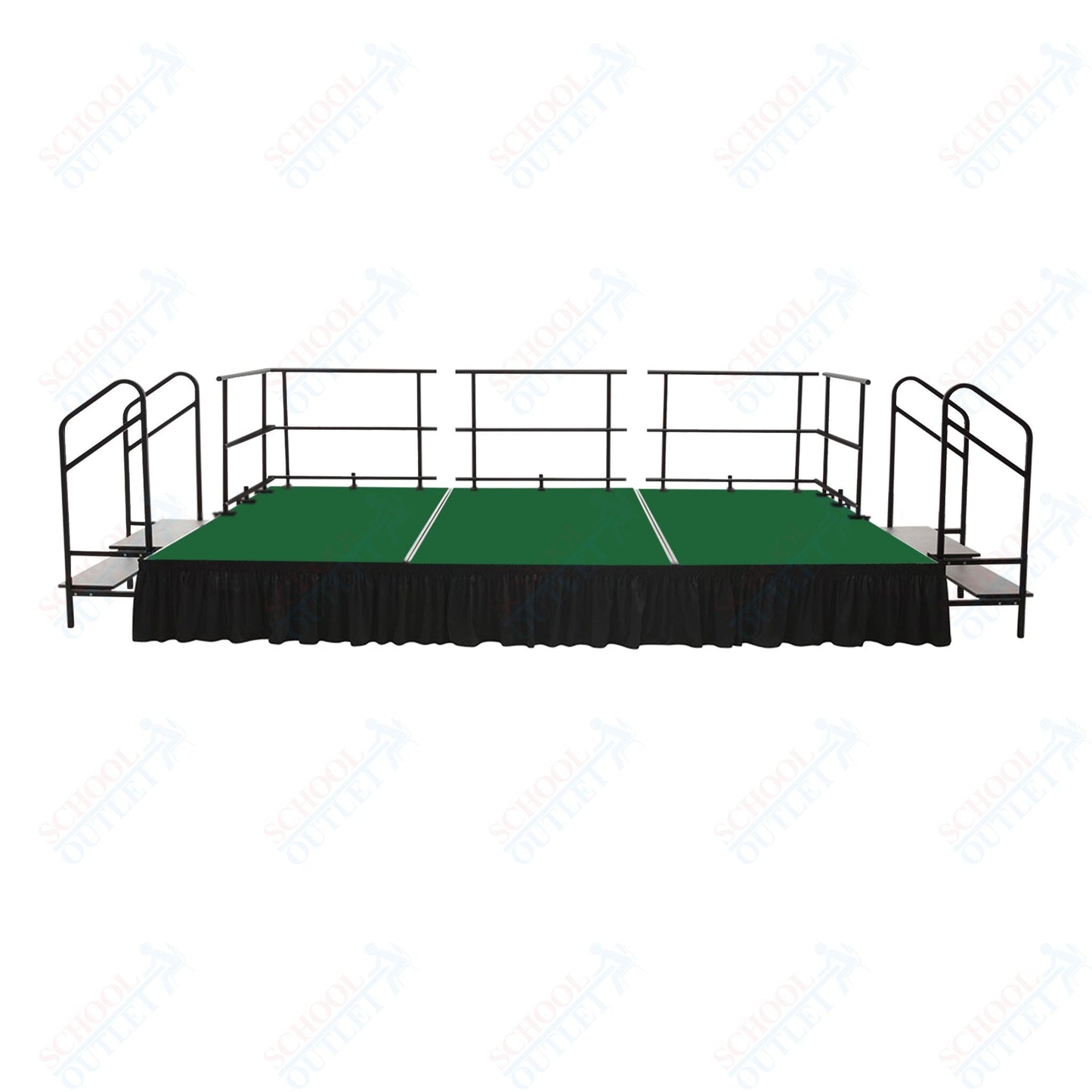 AmTab Fixed Height Stage Set - Carpet Top - 16'W x 32'L x 2'H (192"W x 384"L x 24"H) (AmTab AMT - STS163224C) - SchoolOutlet
