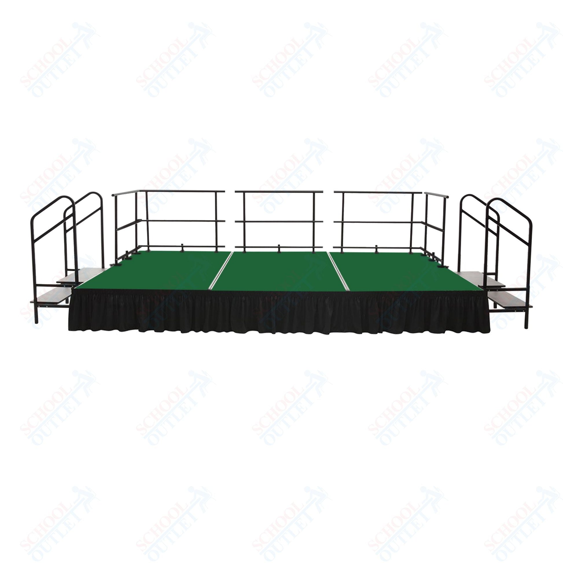 AmTab Fixed Height Stage Set - Carpet Top - 16'W x 32'L x 2'H (192"W x 384"L x 24"H) (AmTab AMT - STS163224C) - SchoolOutlet