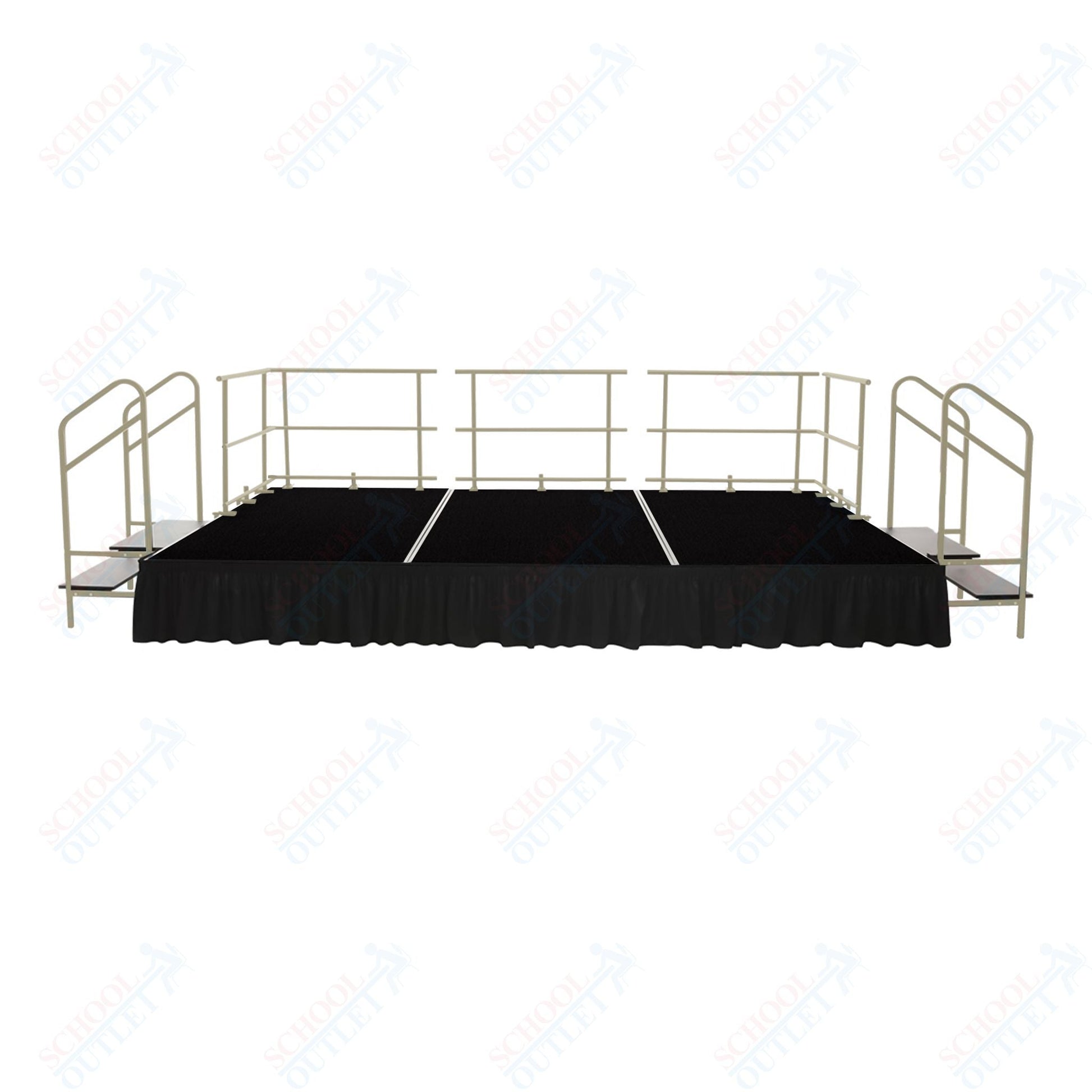 AmTab Fixed Height Stage Set - Polypropylene Top - 16'W x 32'L x 2'H (192"W x 384"L x 24"H) (AmTab AMT - STS163224P) - SchoolOutlet