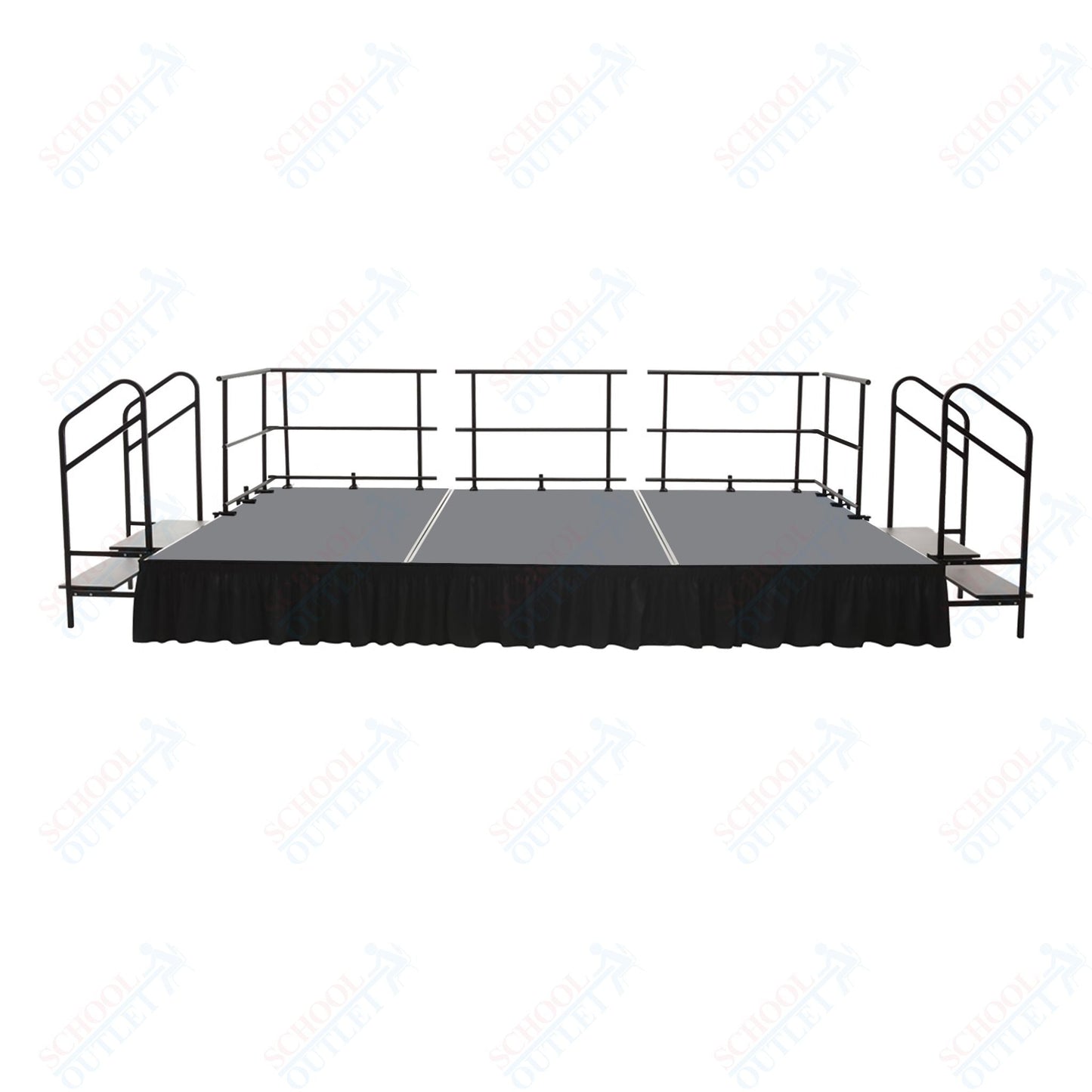 AmTab Fixed Height Stage Set - Polypropylene Top - 16'W x 32'L x 2'H (192"W x 384"L x 24"H) (AmTab AMT - STS163224P) - SchoolOutlet