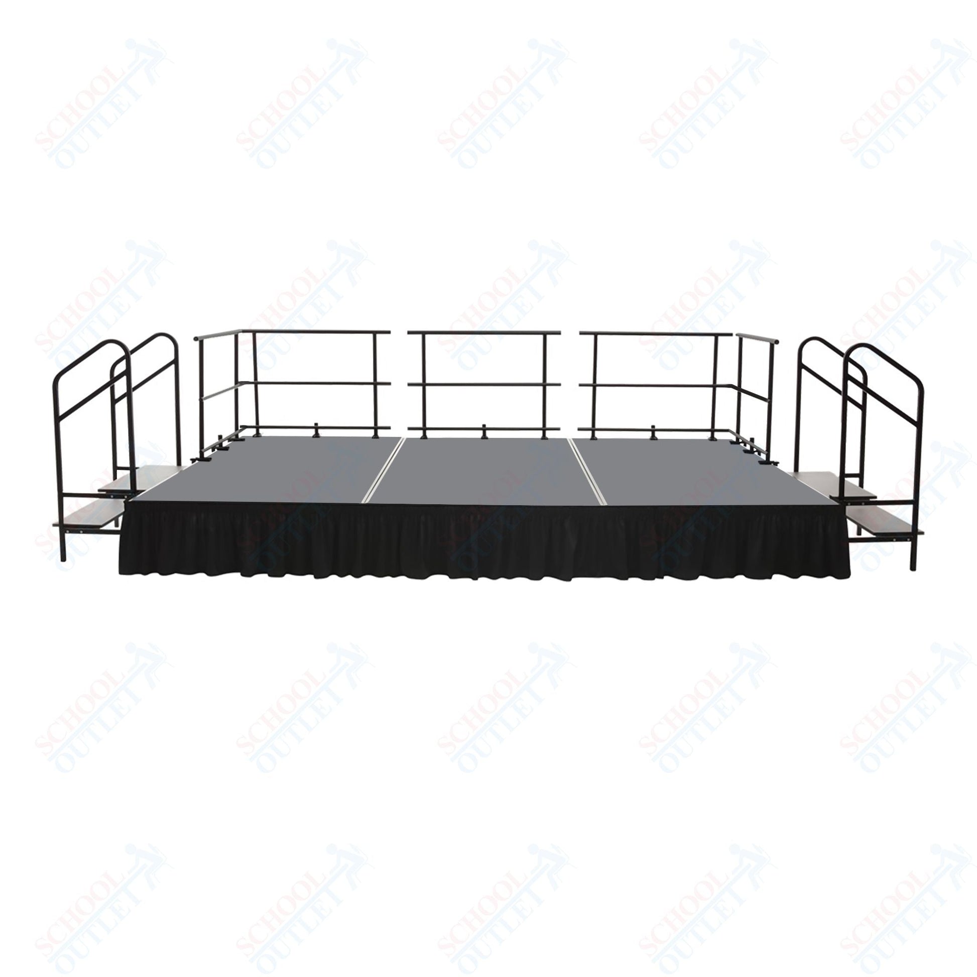 AmTab Fixed Height Stage Set - Polypropylene Top - 16'W x 32'L x 2'H (192"W x 384"L x 24"H) (AmTab AMT - STS163224P) - SchoolOutlet