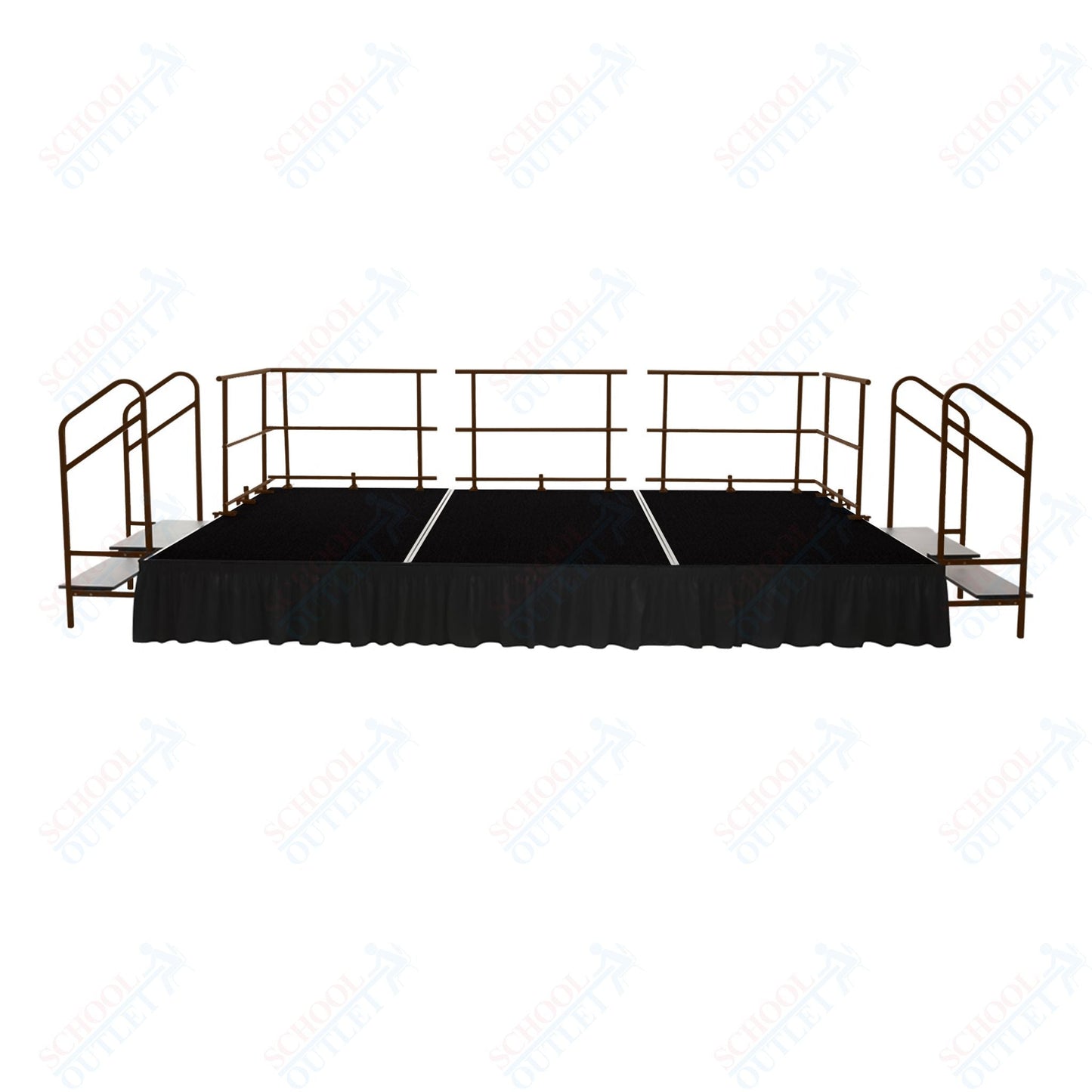 AmTab Fixed Height Stage Set - Polypropylene Top - 16'W x 32'L x 2'H (192"W x 384"L x 24"H) (AmTab AMT - STS163224P) - SchoolOutlet