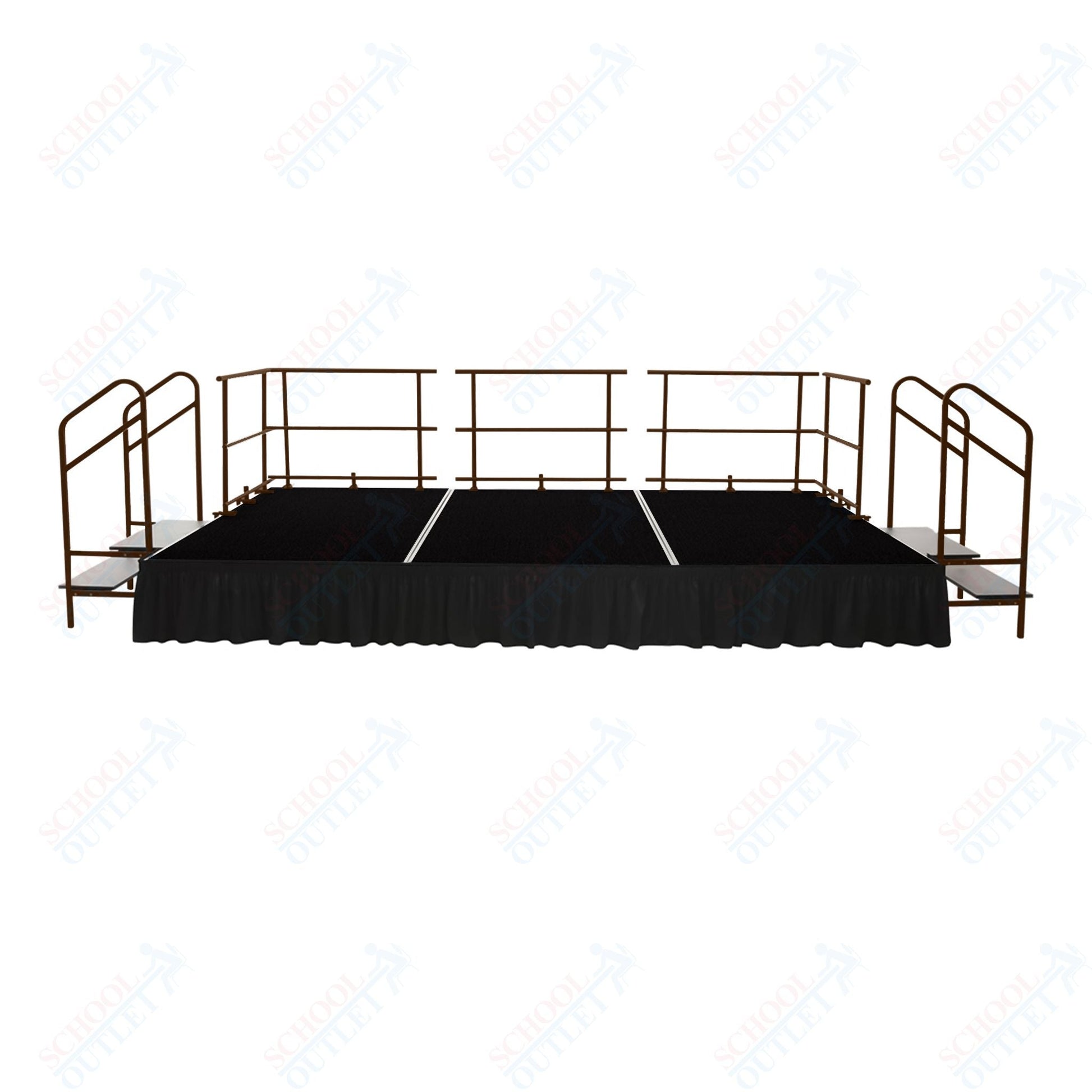 AmTab Fixed Height Stage Set - Polypropylene Top - 16'W x 32'L x 2'H (192"W x 384"L x 24"H) (AmTab AMT - STS163224P) - SchoolOutlet