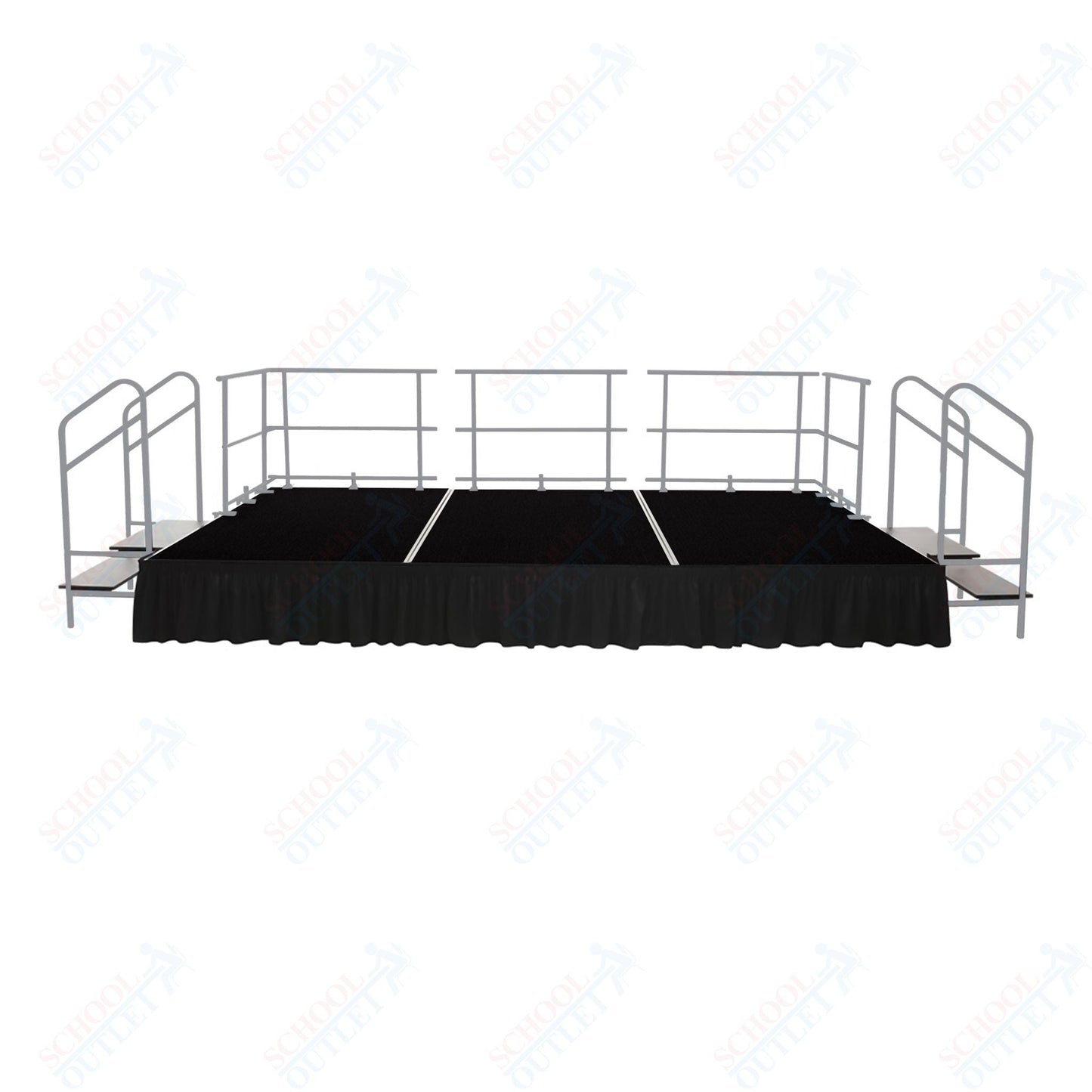 AmTab Fixed Height Stage Set - Polypropylene Top - 16'W x 32'L x 2'H (192"W x 384"L x 24"H) (AmTab AMT - STS163224P) - SchoolOutlet