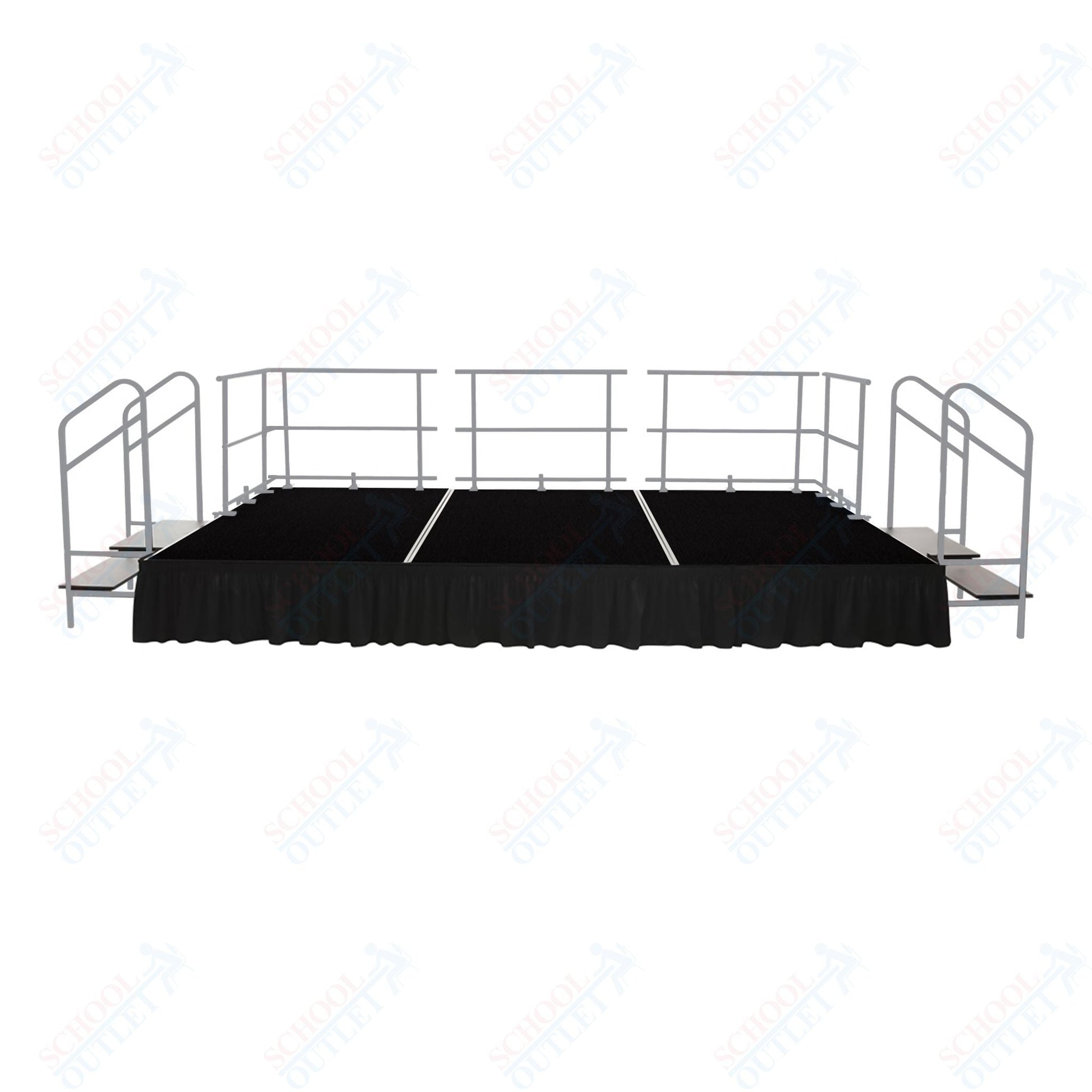 AmTab Fixed Height Stage Set - Polypropylene Top - 16'W x 32'L x 2'H (192"W x 384"L x 24"H) (AmTab AMT - STS163224P) - SchoolOutlet