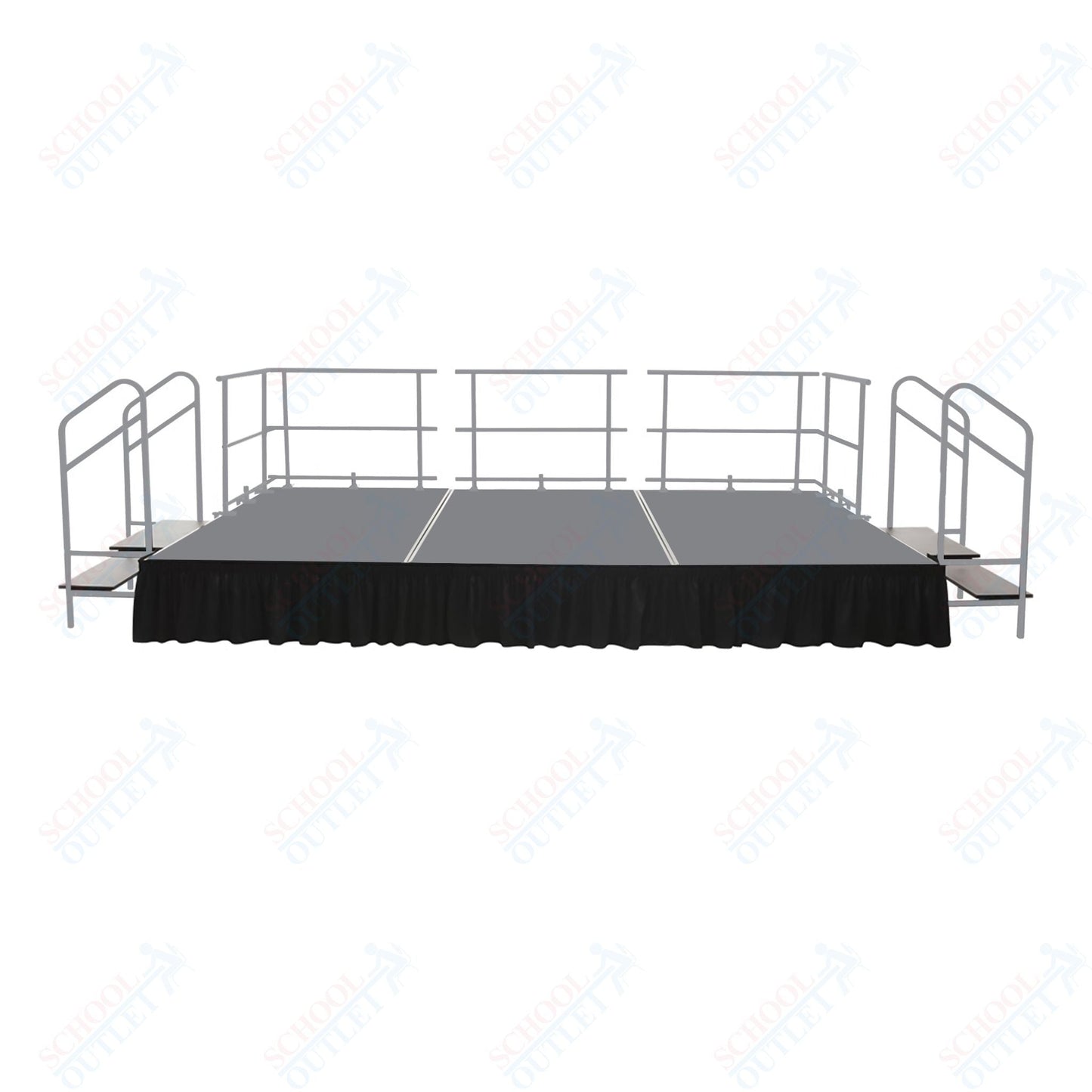 AmTab Fixed Height Stage Set - Polypropylene Top - 16'W x 32'L x 2'H (192"W x 384"L x 24"H) (AmTab AMT - STS163224P) - SchoolOutlet