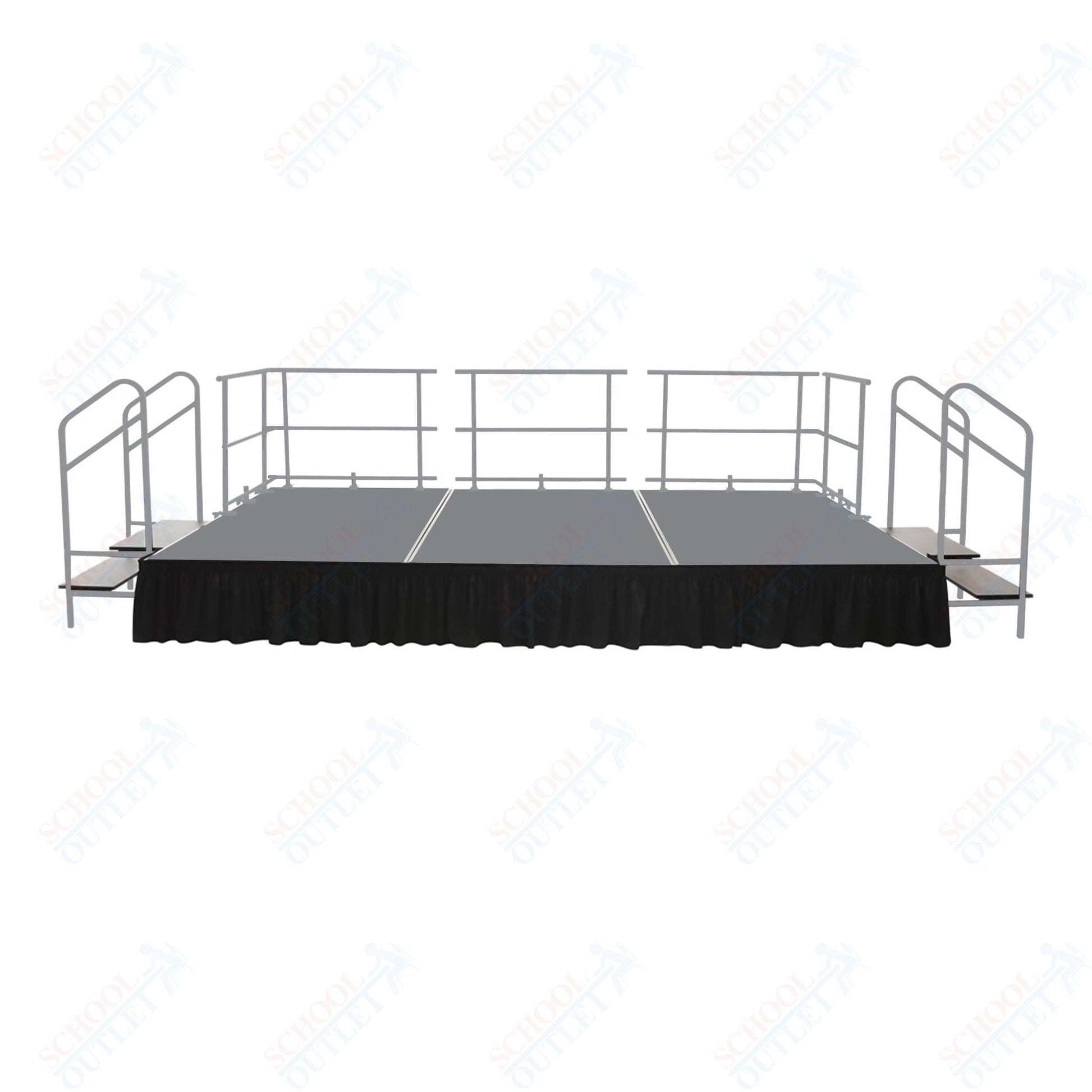 AmTab Fixed Height Stage Set - Polypropylene Top - 16'W x 32'L x 2'H (192"W x 384"L x 24"H) (AmTab AMT - STS163224P) - SchoolOutlet