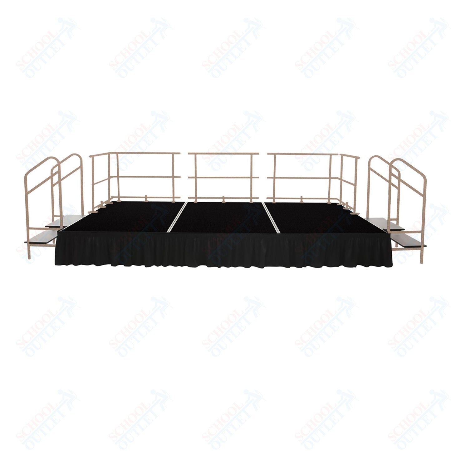 AmTab Fixed Height Stage Set - Polypropylene Top - 16'W x 32'L x 2'H (192"W x 384"L x 24"H) (AmTab AMT - STS163224P) - SchoolOutlet