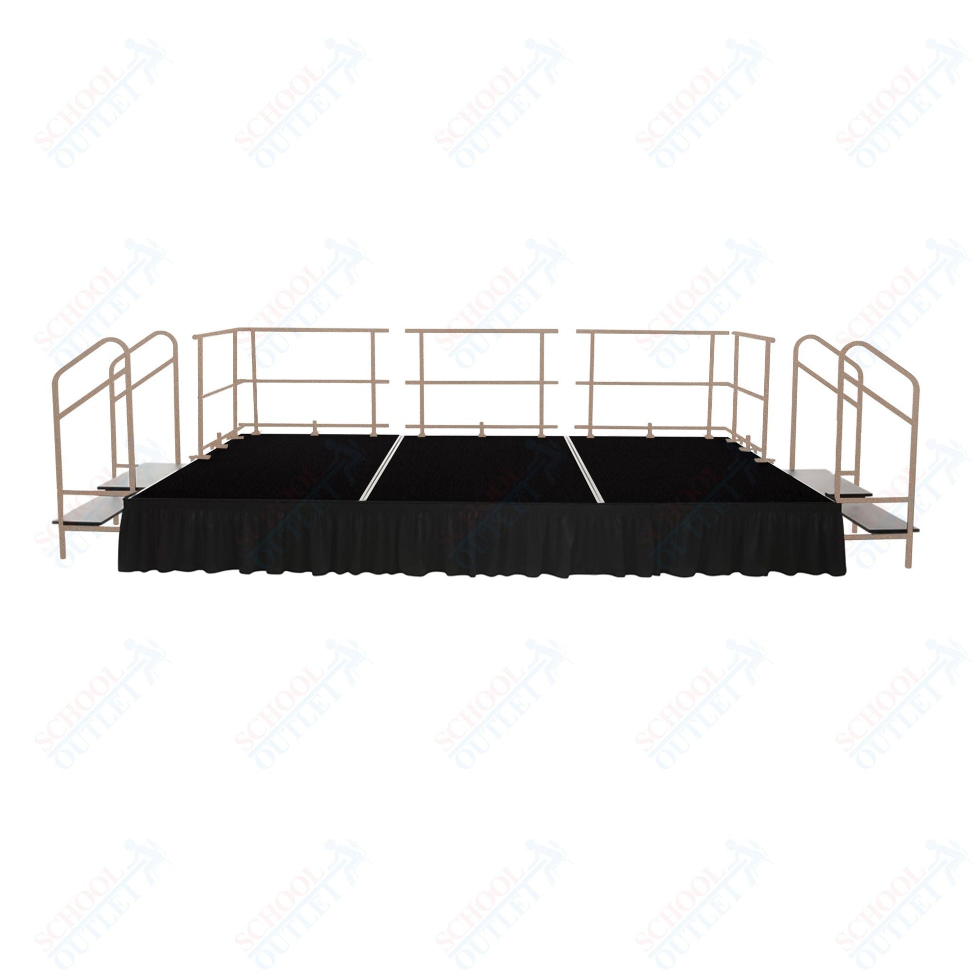 AmTab Fixed Height Stage Set - Polypropylene Top - 16'W x 32'L x 2'H (192"W x 384"L x 24"H) (AmTab AMT - STS163224P) - SchoolOutlet