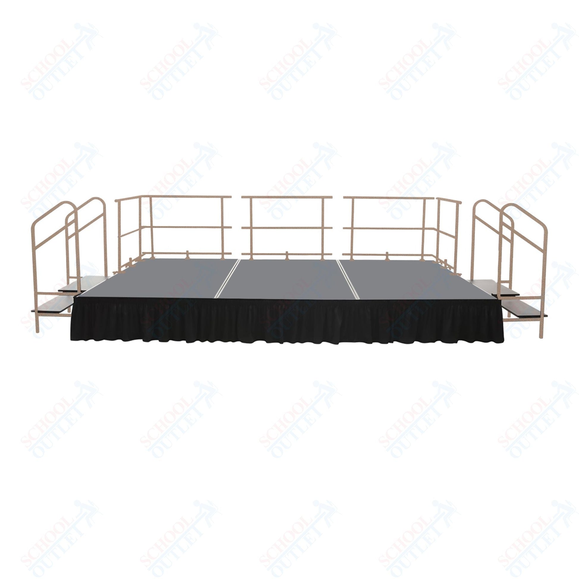 AmTab Fixed Height Stage Set - Polypropylene Top - 16'W x 32'L x 2'H (192"W x 384"L x 24"H) (AmTab AMT - STS163224P) - SchoolOutlet