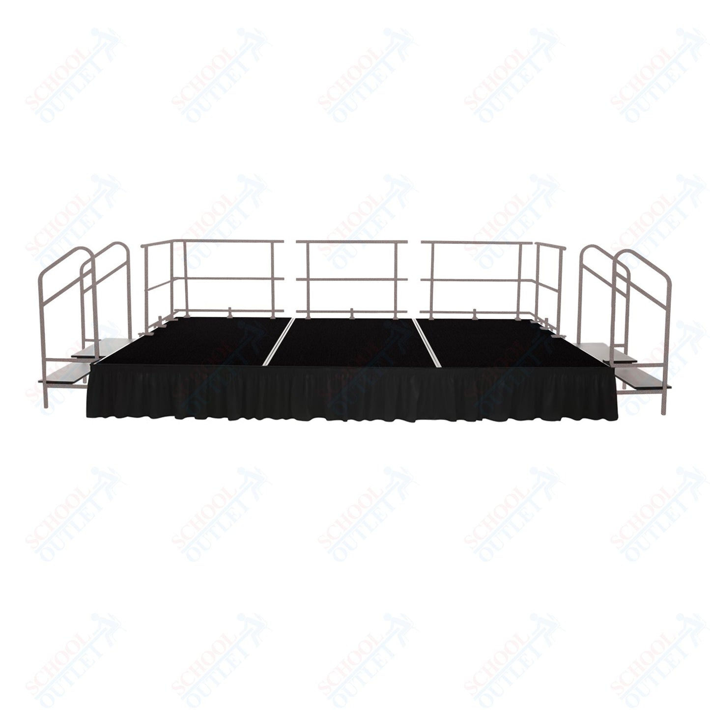 AmTab Fixed Height Stage Set - Polypropylene Top - 16'W x 32'L x 2'H (192"W x 384"L x 24"H) (AmTab AMT - STS163224P) - SchoolOutlet