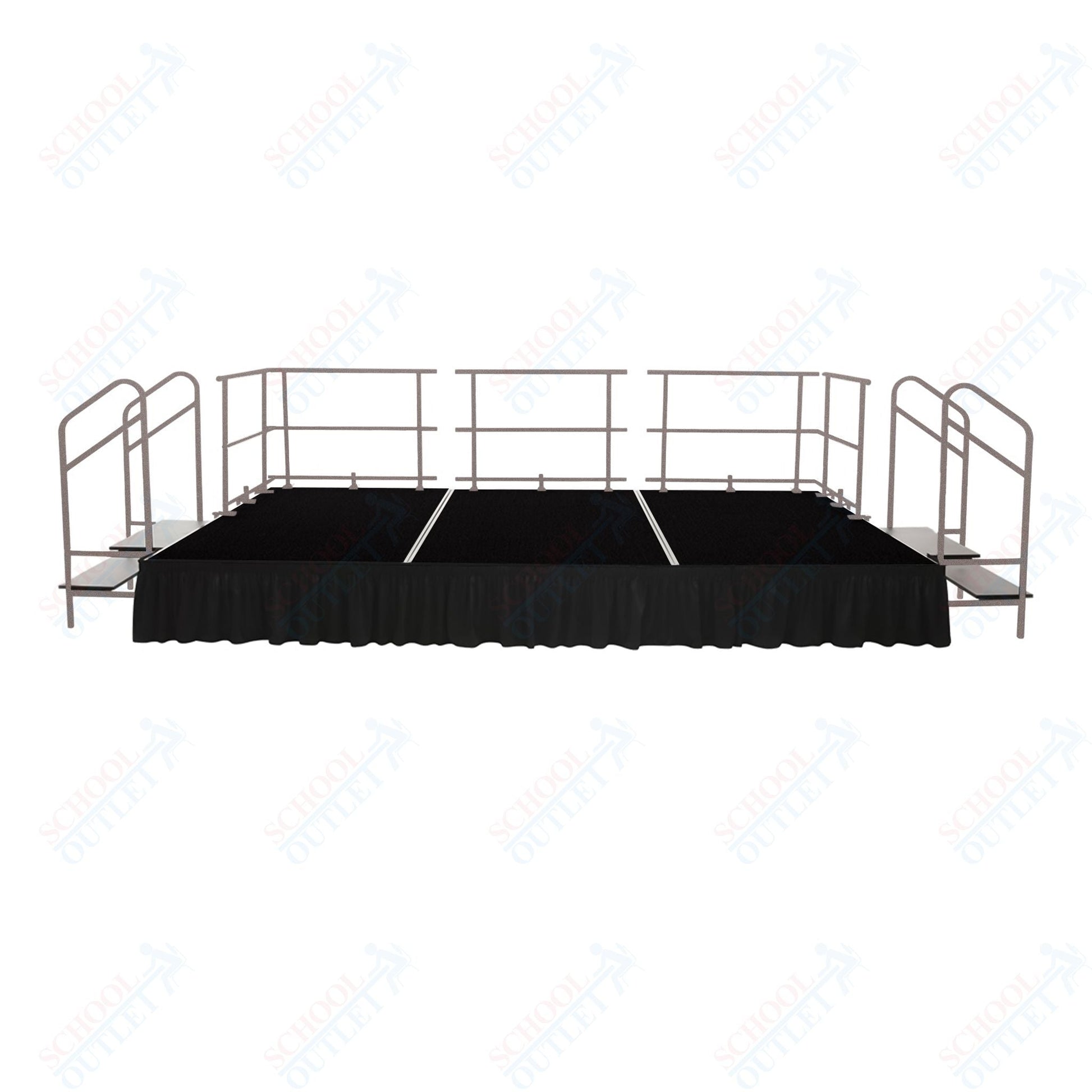 AmTab Fixed Height Stage Set - Polypropylene Top - 16'W x 32'L x 2'H (192"W x 384"L x 24"H) (AmTab AMT - STS163224P) - SchoolOutlet