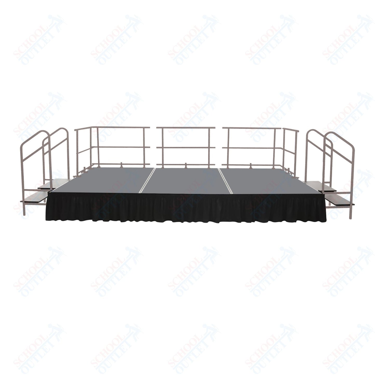 AmTab Fixed Height Stage Set - Polypropylene Top - 16'W x 32'L x 2'H (192"W x 384"L x 24"H) (AmTab AMT - STS163224P) - SchoolOutlet