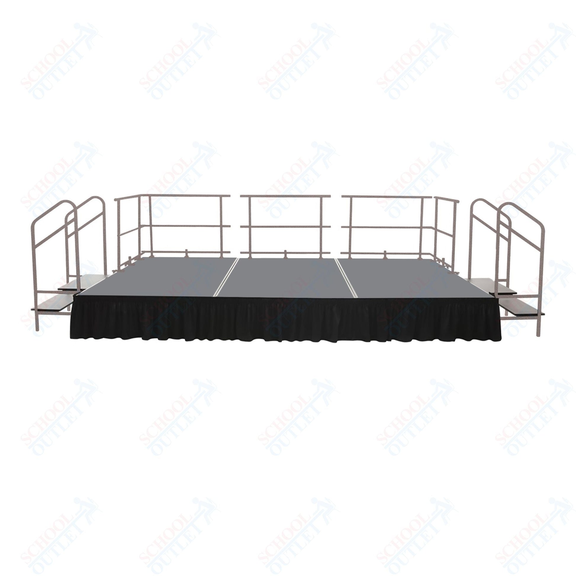 AmTab Fixed Height Stage Set - Polypropylene Top - 16'W x 32'L x 2'H (192"W x 384"L x 24"H) (AmTab AMT - STS163224P) - SchoolOutlet