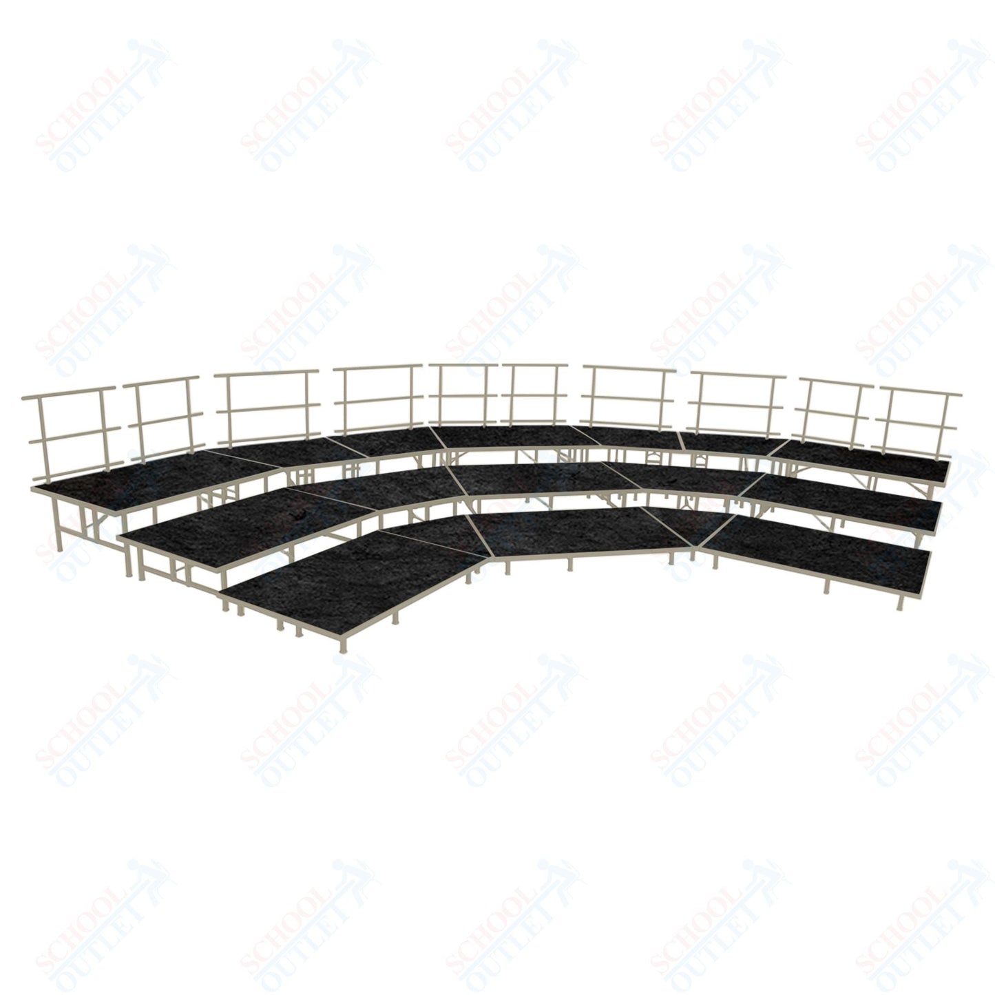 AmTab Fixed Height Riser Set - Carpet Top - 3 Levels - 12'W x 24'L x 2'H (144"W x 288"L x 24"H) (AmTab AMT - STSB483C) - SchoolOutlet