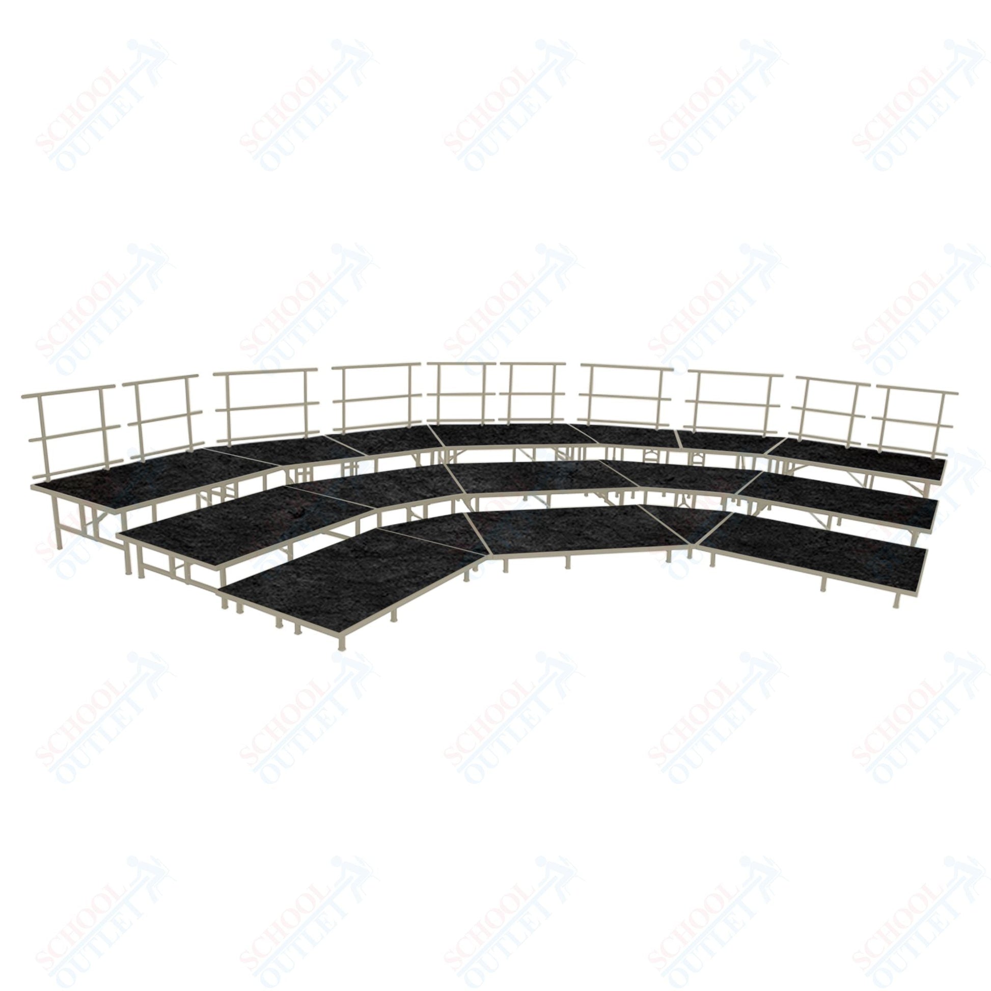 AmTab Fixed Height Riser Set - Carpet Top - 3 Levels - 12'W x 24'L x 2'H (144"W x 288"L x 24"H) (AmTab AMT - STSB483C) - SchoolOutlet