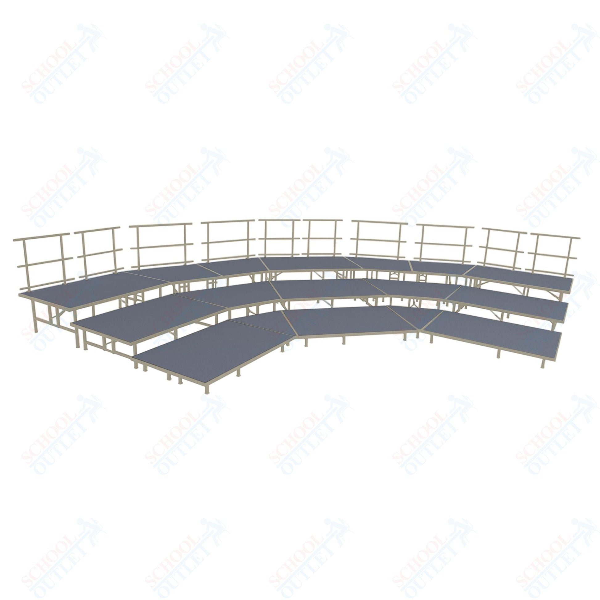 AmTab Fixed Height Riser Set - Carpet Top - 3 Levels - 12'W x 24'L x 2'H (144"W x 288"L x 24"H) (AmTab AMT - STSB483C) - SchoolOutlet