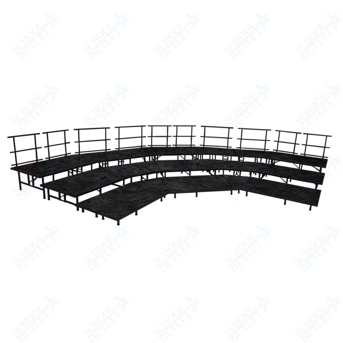 AmTab Fixed Height Riser Set - Carpet Top - 3 Levels - 12'W x 24'L x 2'H (144"W x 288"L x 24"H) (AmTab AMT - STSB483C) - SchoolOutlet