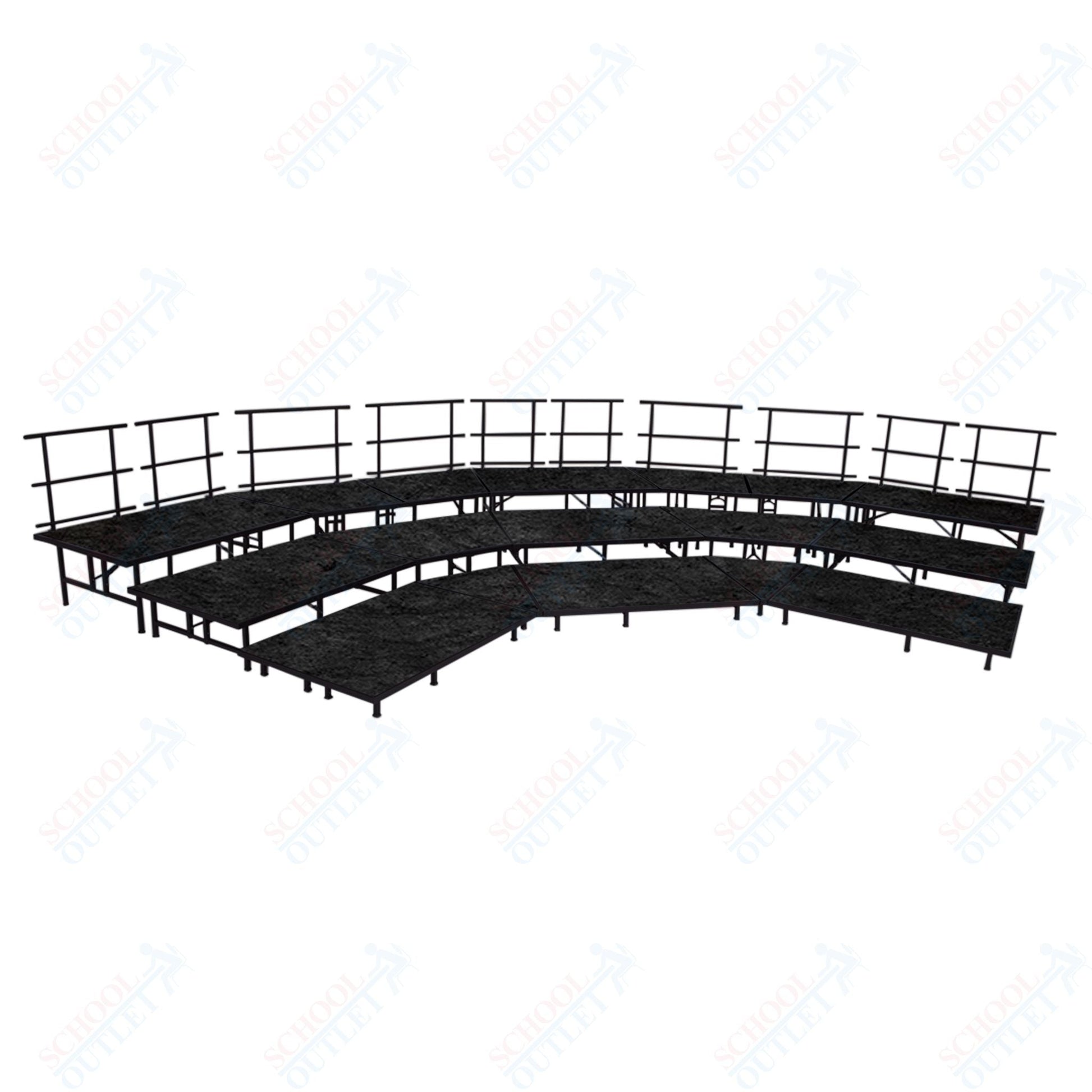 AmTab Fixed Height Riser Set - Carpet Top - 3 Levels - 12'W x 24'L x 2'H (144"W x 288"L x 24"H) (AmTab AMT - STSB483C) - SchoolOutlet