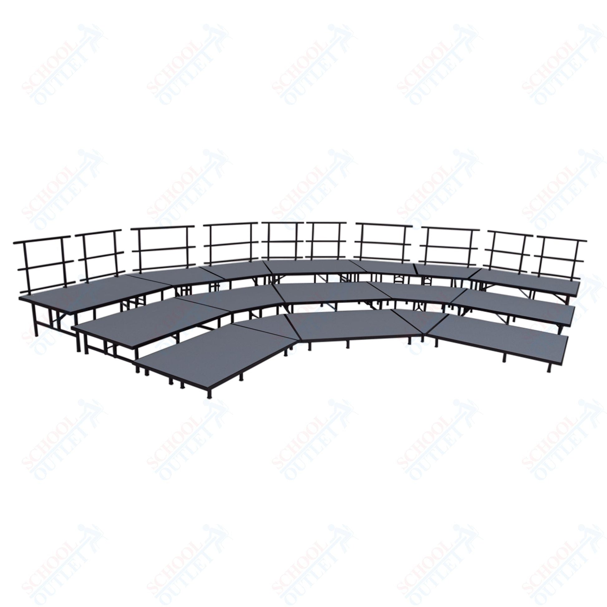 AmTab Fixed Height Riser Set - Carpet Top - 3 Levels - 12'W x 24'L x 2'H (144"W x 288"L x 24"H) (AmTab AMT - STSB483C) - SchoolOutlet