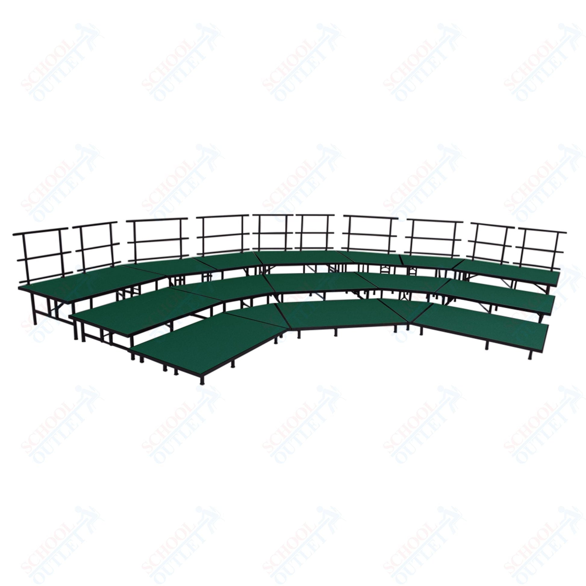 AmTab Fixed Height Riser Set - Carpet Top - 3 Levels - 12'W x 24'L x 2'H (144"W x 288"L x 24"H) (AmTab AMT - STSB483C) - SchoolOutlet