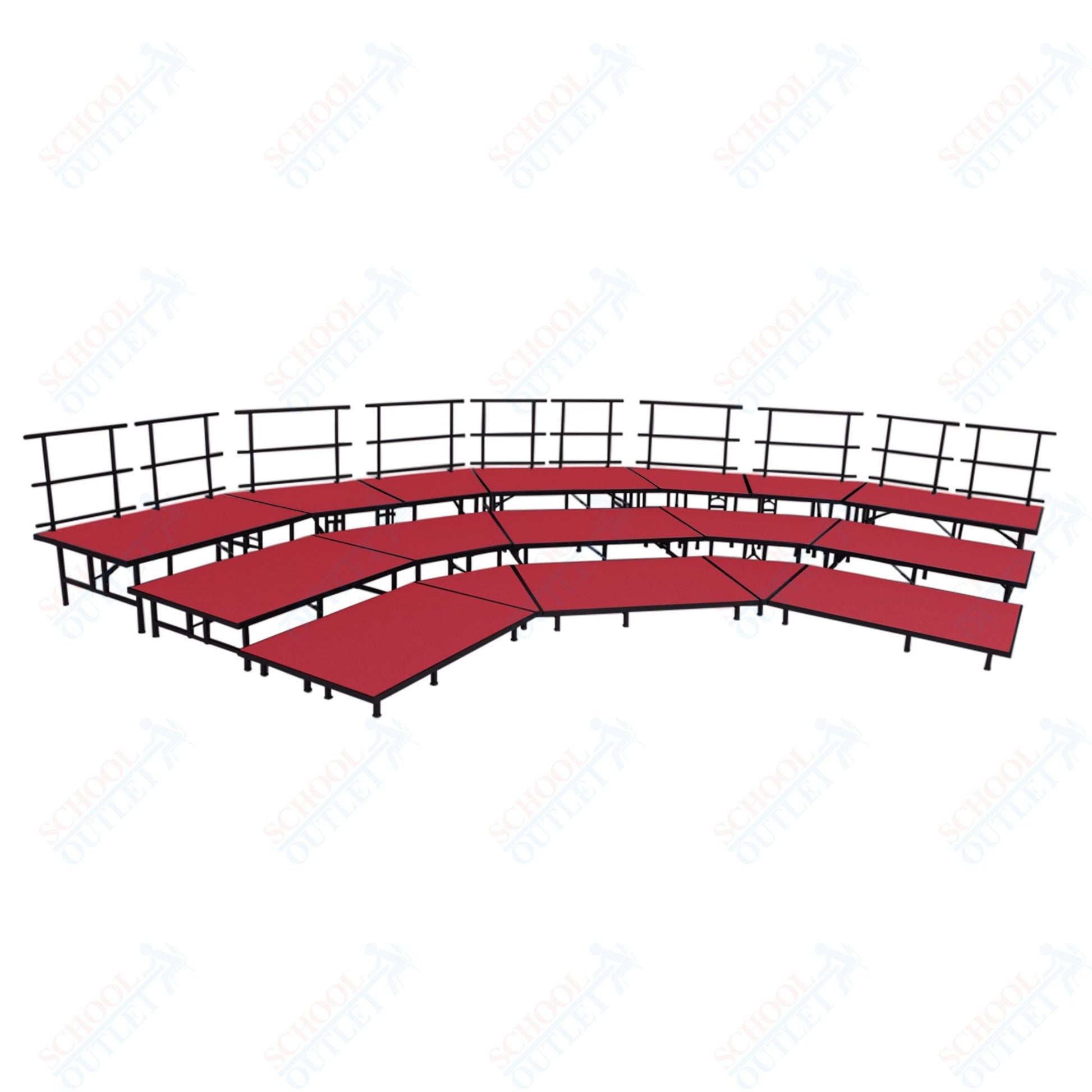 AmTab Fixed Height Riser Set - Carpet Top - 3 Levels - 12'W x 24'L x 2'H (144"W x 288"L x 24"H) (AmTab AMT - STSB483C) - SchoolOutlet