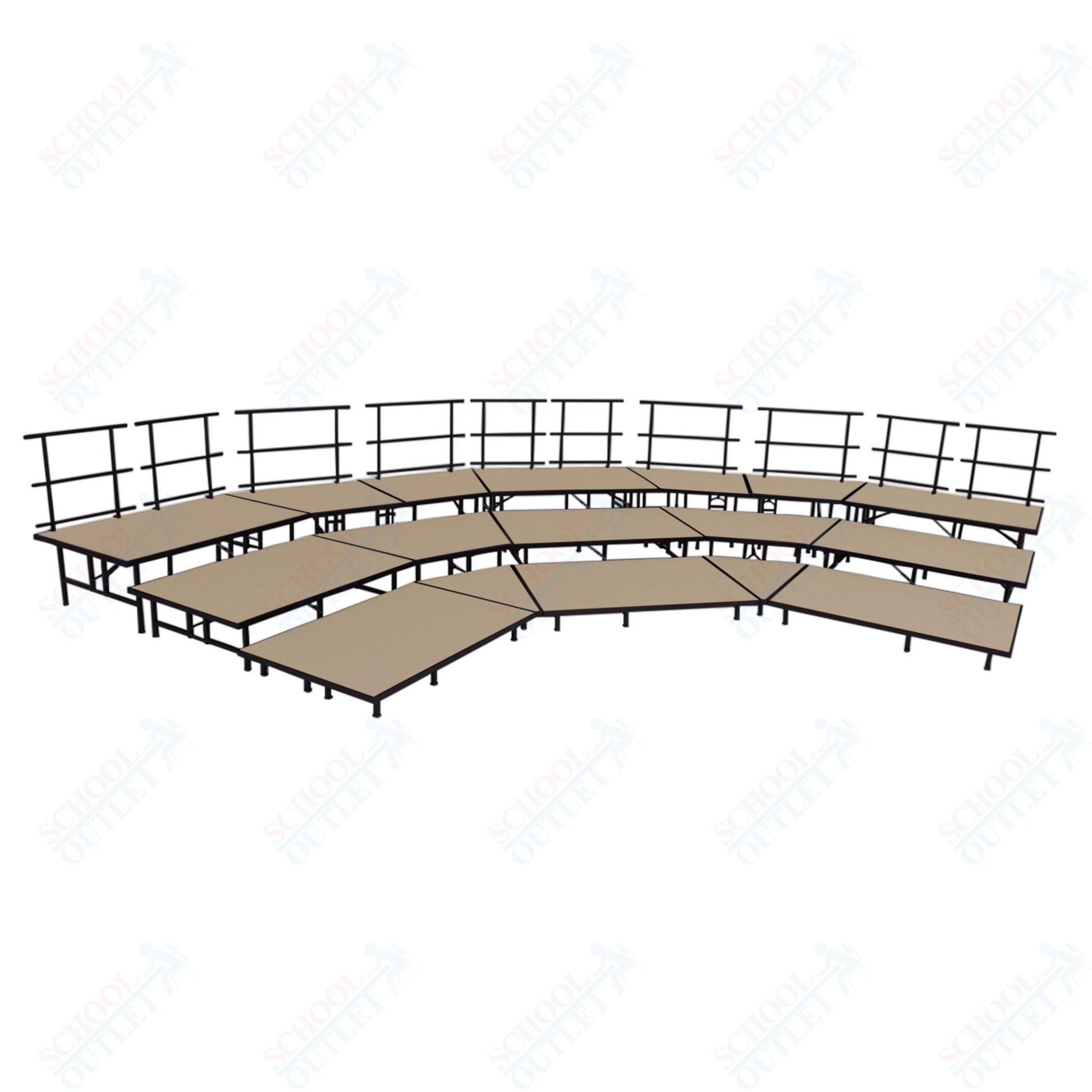 AmTab Fixed Height Riser Set - Carpet Top - 3 Levels - 12'W x 24'L x 2'H (144"W x 288"L x 24"H) (AmTab AMT - STSB483C) - SchoolOutlet
