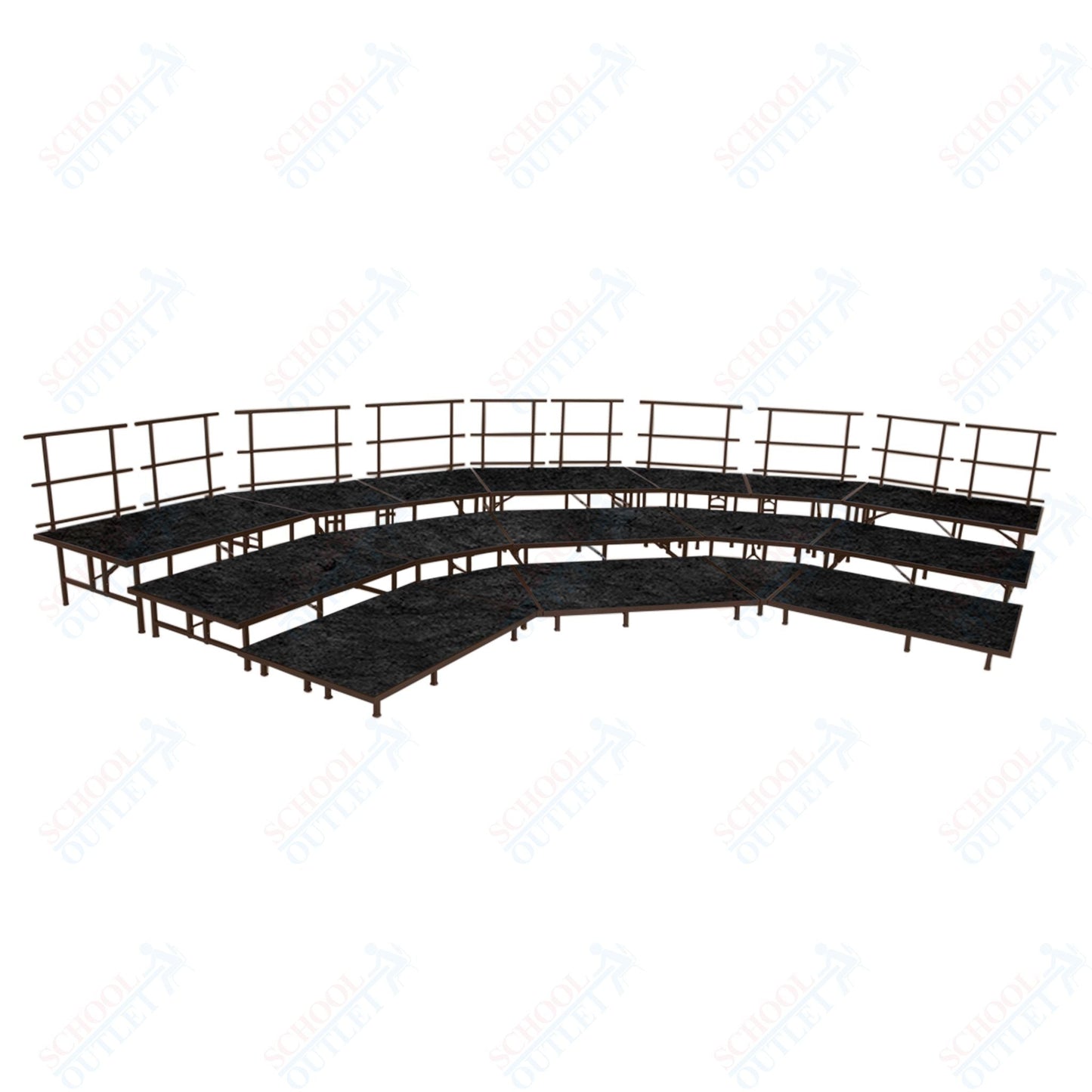 AmTab Fixed Height Riser Set - Carpet Top - 3 Levels - 12'W x 24'L x 2'H (144"W x 288"L x 24"H) (AmTab AMT - STSB483C) - SchoolOutlet