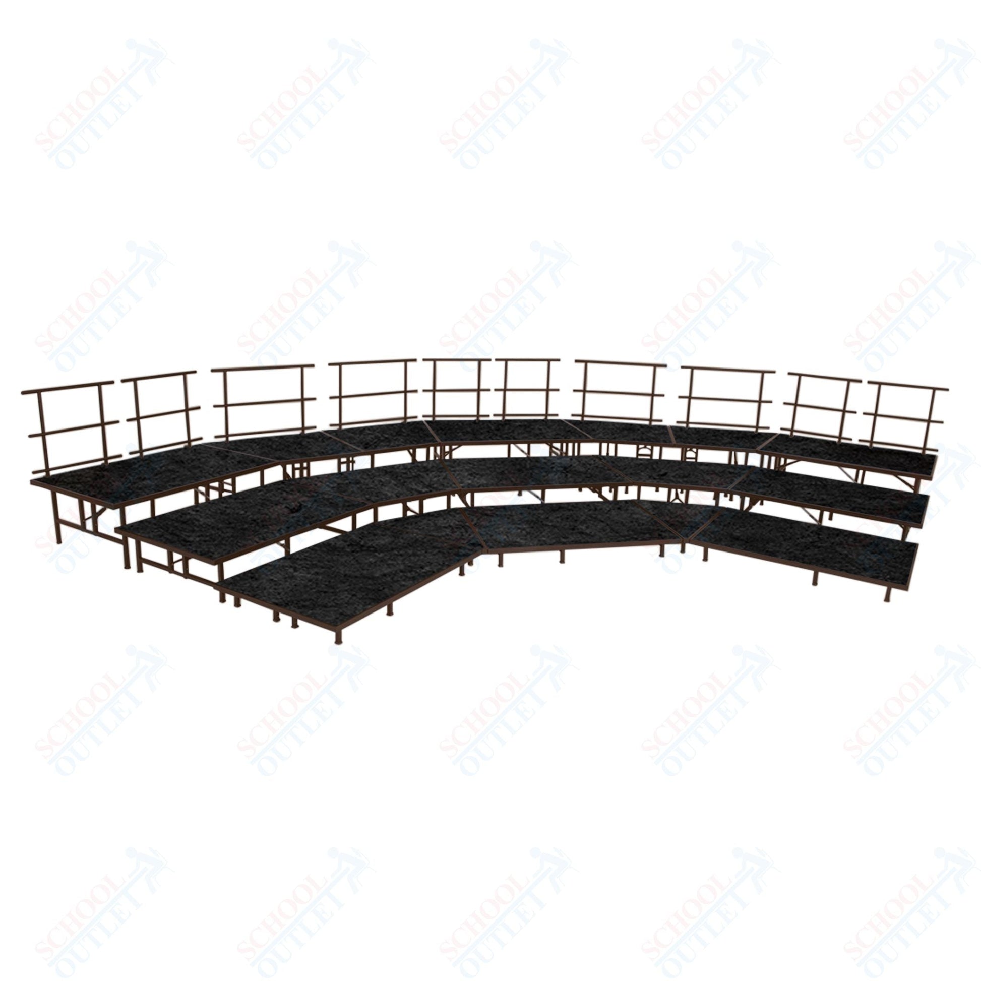 AmTab Fixed Height Riser Set - Carpet Top - 3 Levels - 12'W x 24'L x 2'H (144"W x 288"L x 24"H) (AmTab AMT - STSB483C) - SchoolOutlet